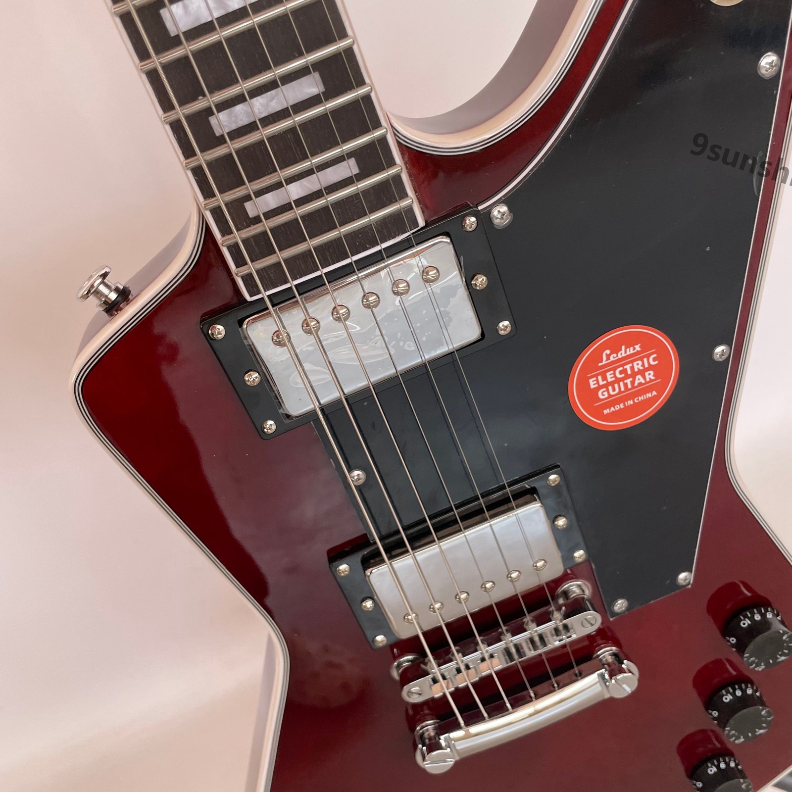 Handmade Electric Guitar HH Pickups wine red Rounded fret Edge fast Chrome