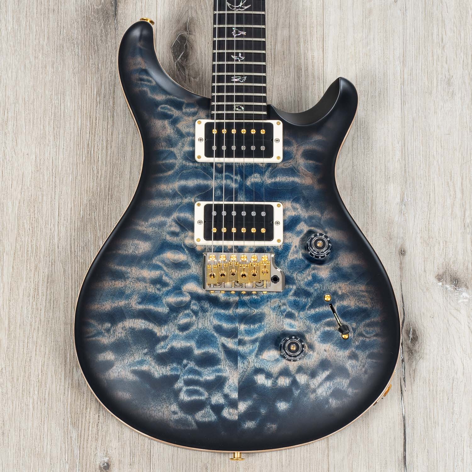 PRS Paul Reed Smith Wood Library Custom 24 Guitar, Faded Whale Blue Smokeburst