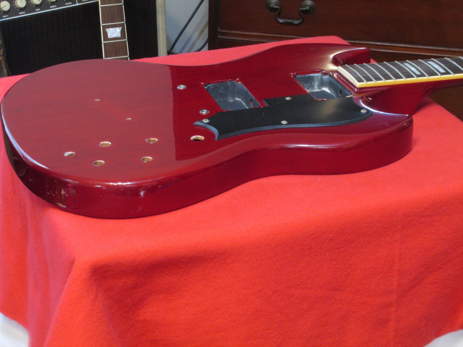2020s Guild S-100 Polara Guitar Body Neck – See-Through Cherry Red