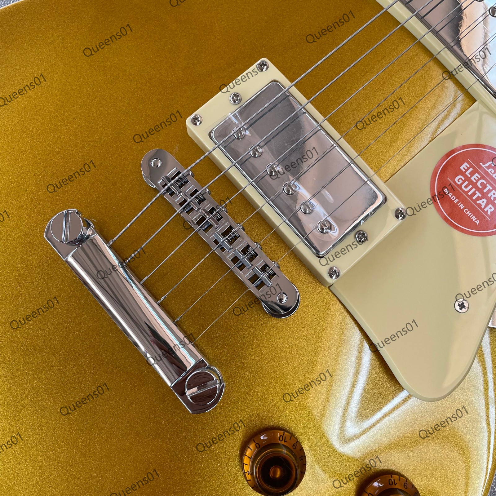 Electric Guitar Stainless Steel Rounded Fret Edge Bone NutSparkle Glod US Stock