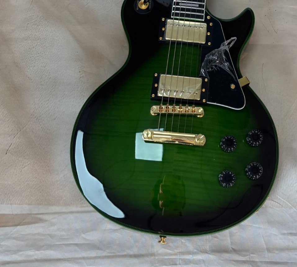 Metallic Green LP Style Electric Guitar Rosewood Fretboard Gold Hardware