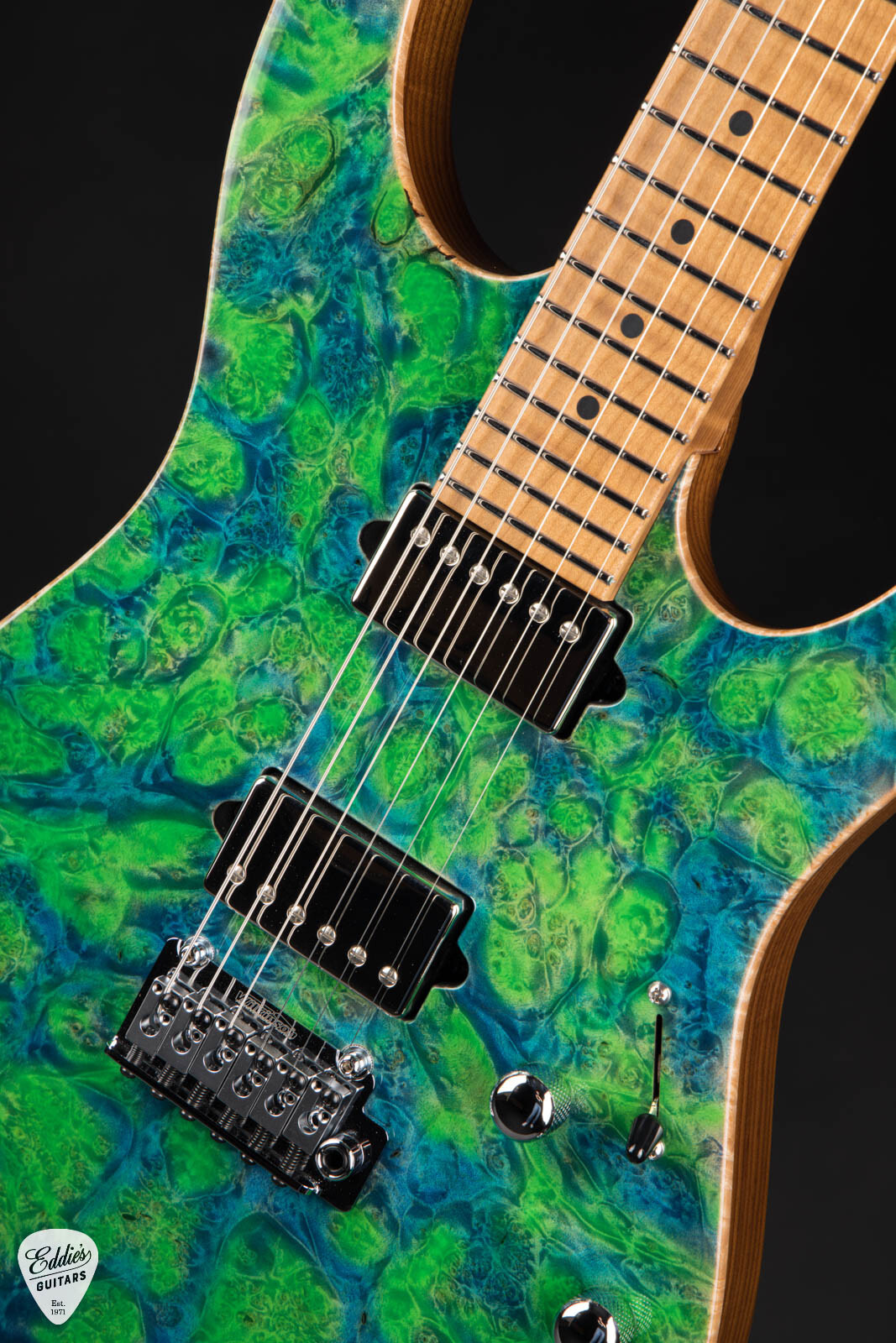 Suhr Modern Roasted Burl Maple – Trans Algae#88349