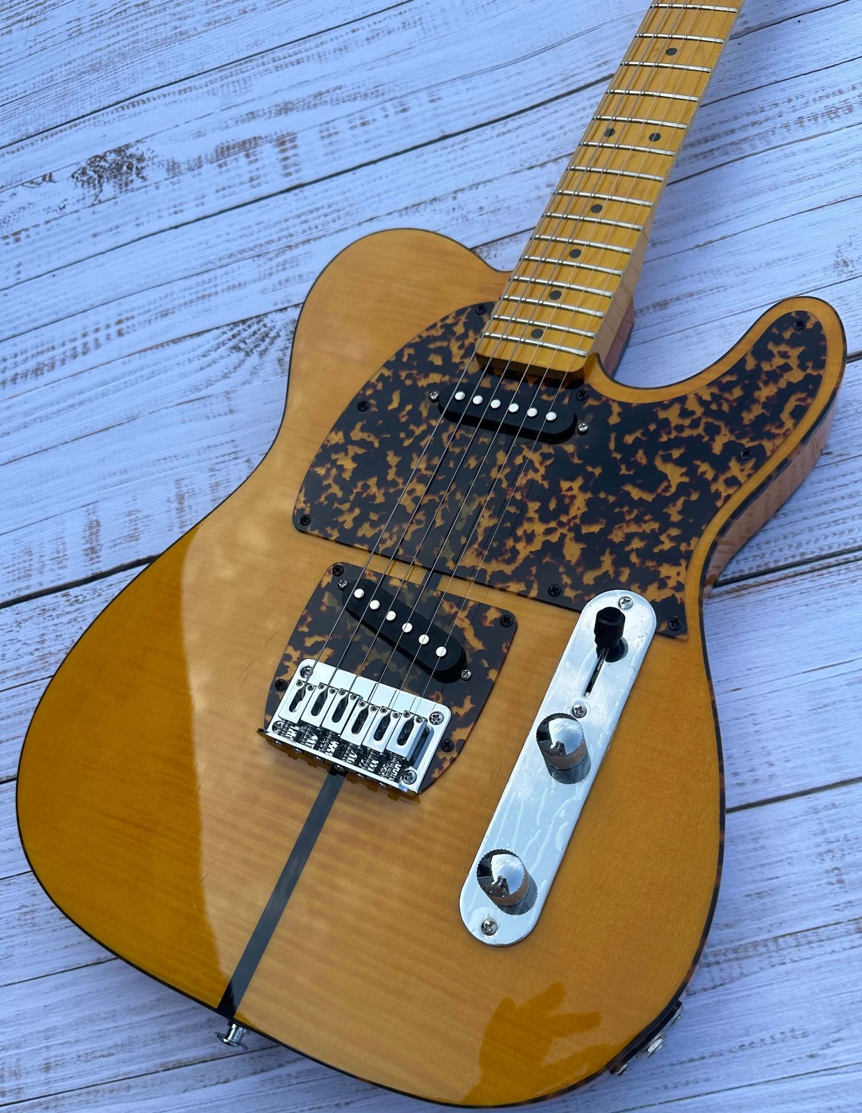 Orange Mad Cat TL Electric Guitar Flame Maple Top Basswood Body Chrome Hardware