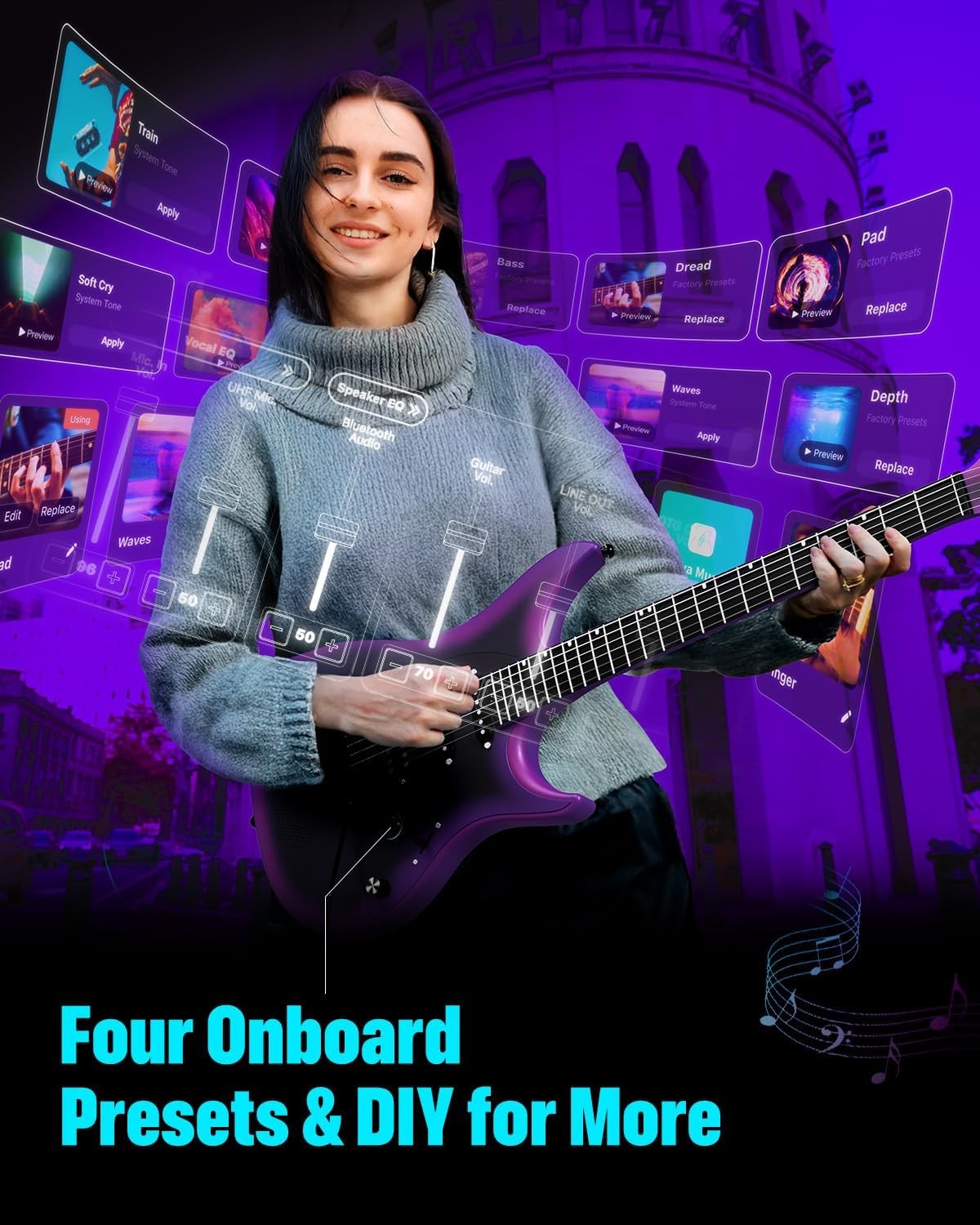 Enya 39″ Smart Electric Guitar Carbon Fiber 20 Tones