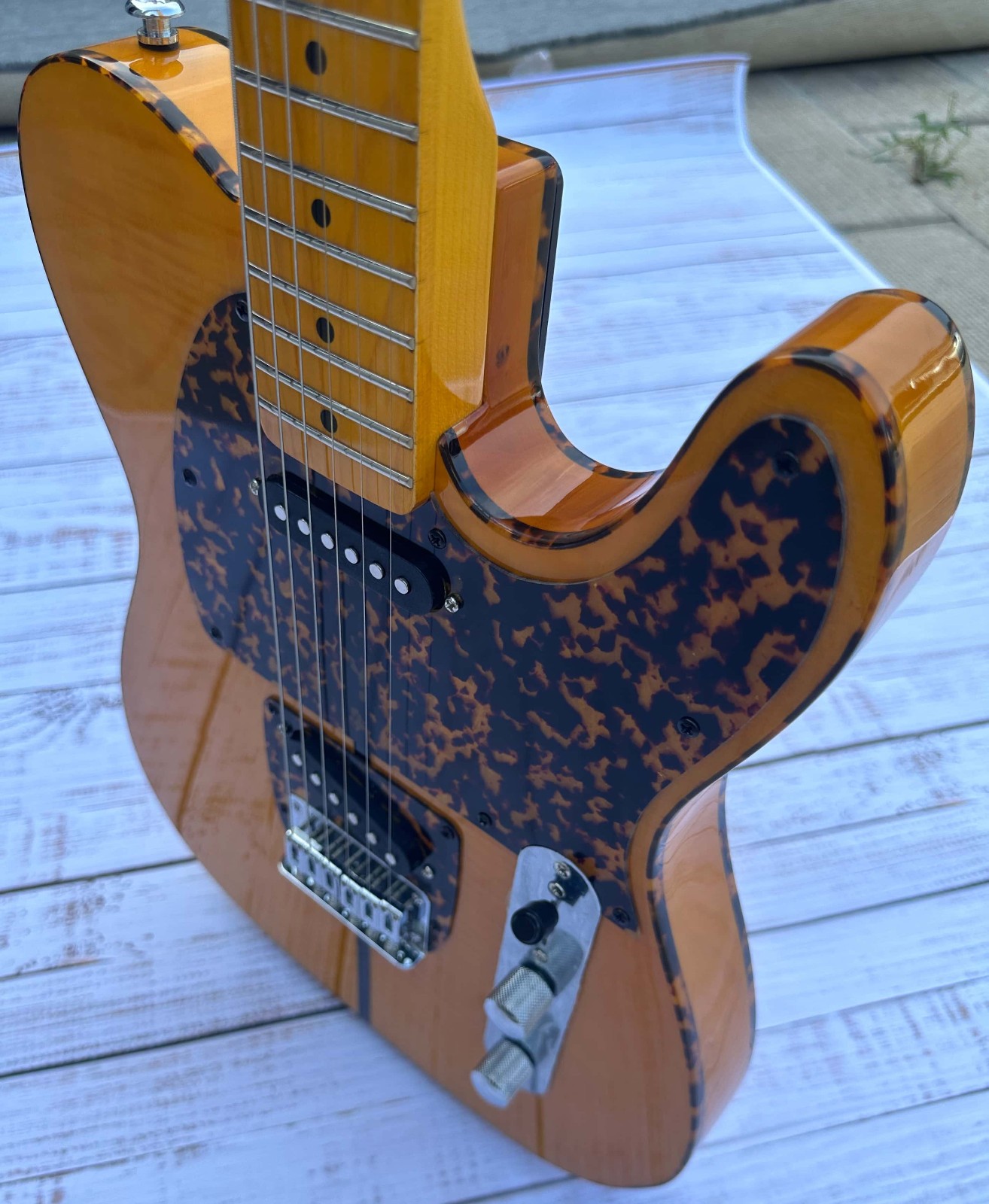 Orange Mad Cat TL Electric Guitar Flame Maple Top Basswood Body Chrome Hardware