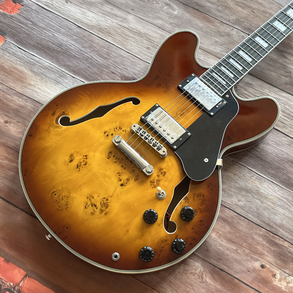 Custom 335 Sunburst Electric Guitar HH Pickups Rosewood Fretboard free shipping