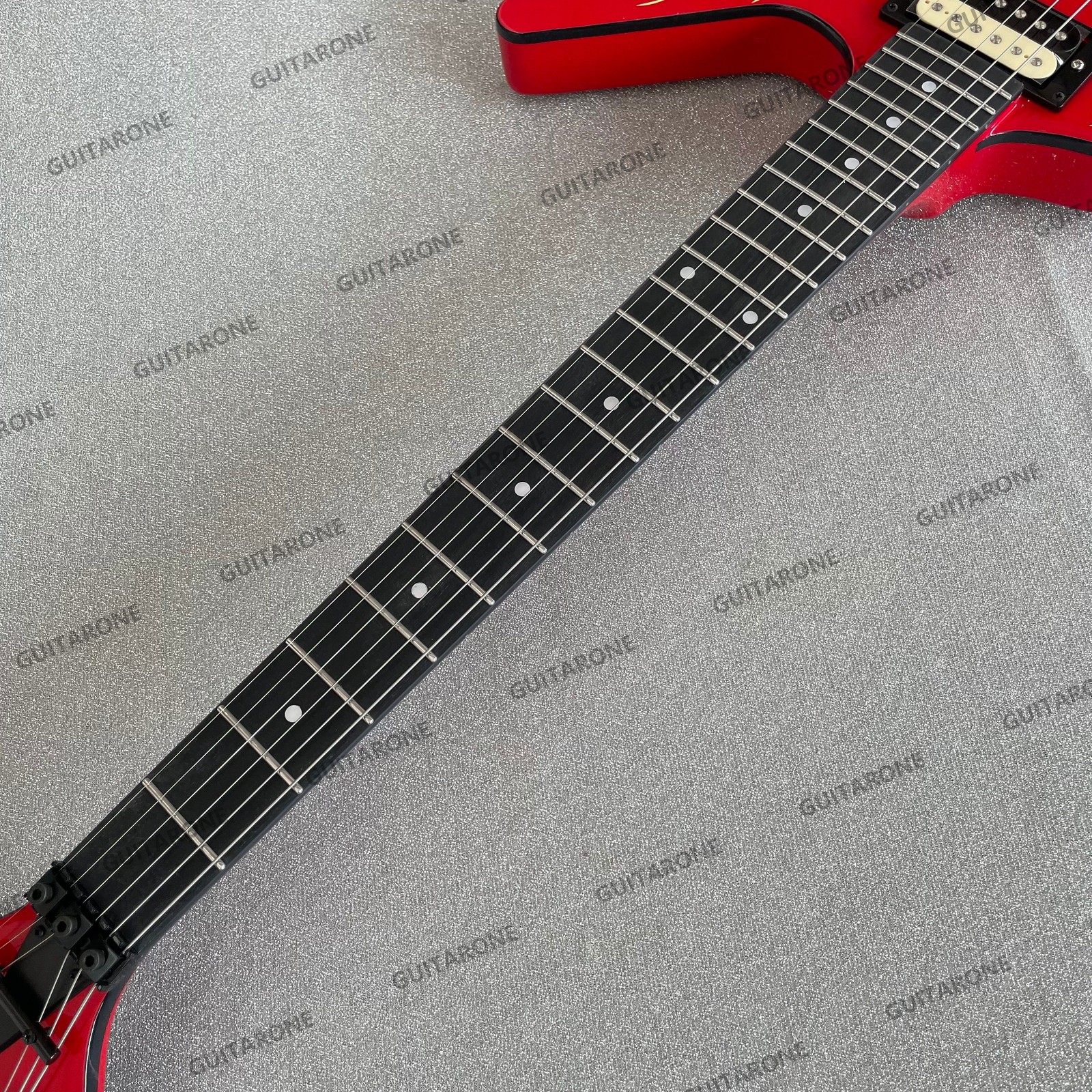 Solid Body Star Electric Guitar HH Pickups Lightning Pattern Red Gloss Fast Ship