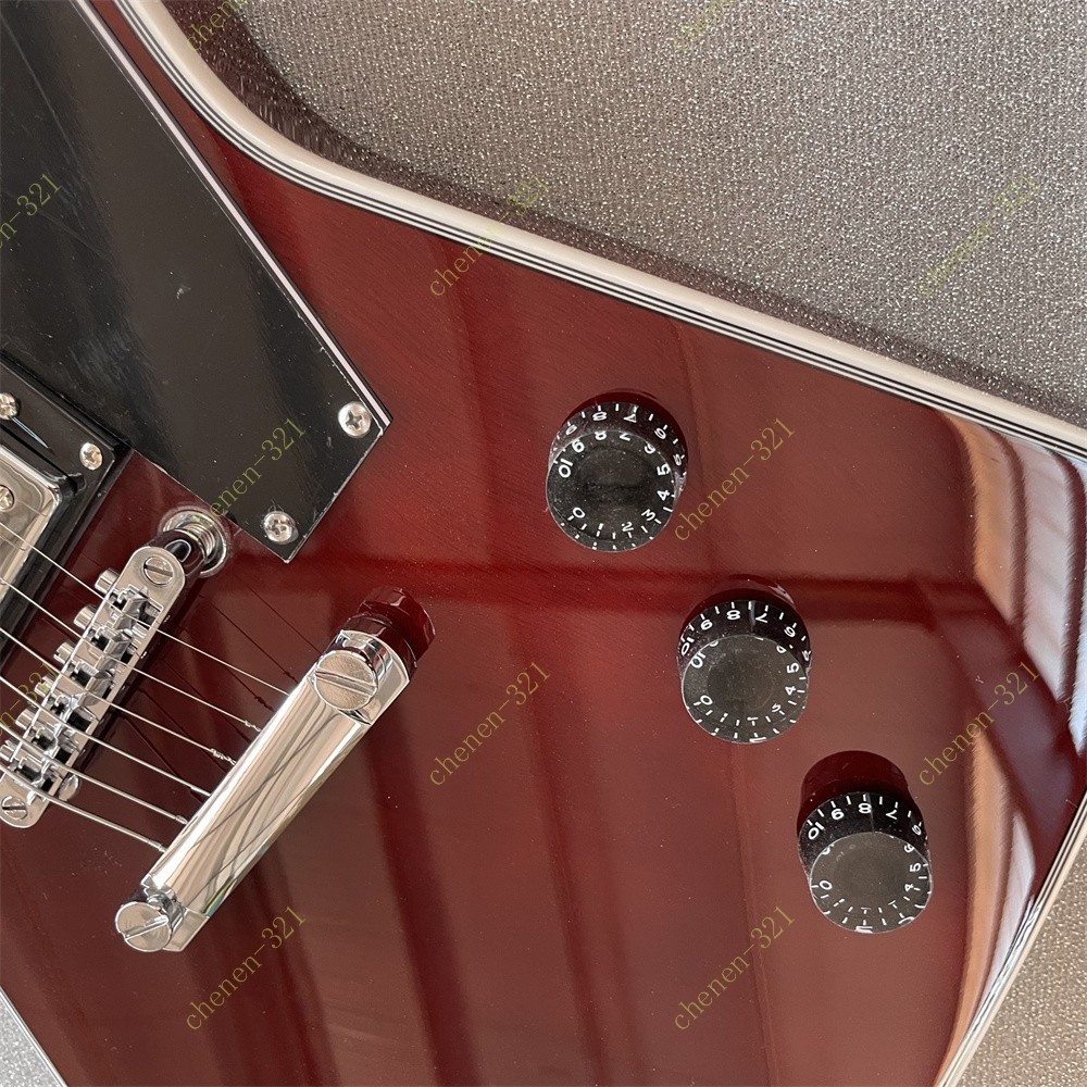 Solid Electric Guitar Stainless Rounded Fret Edge Bone Nut Burgundy Fast Ship
