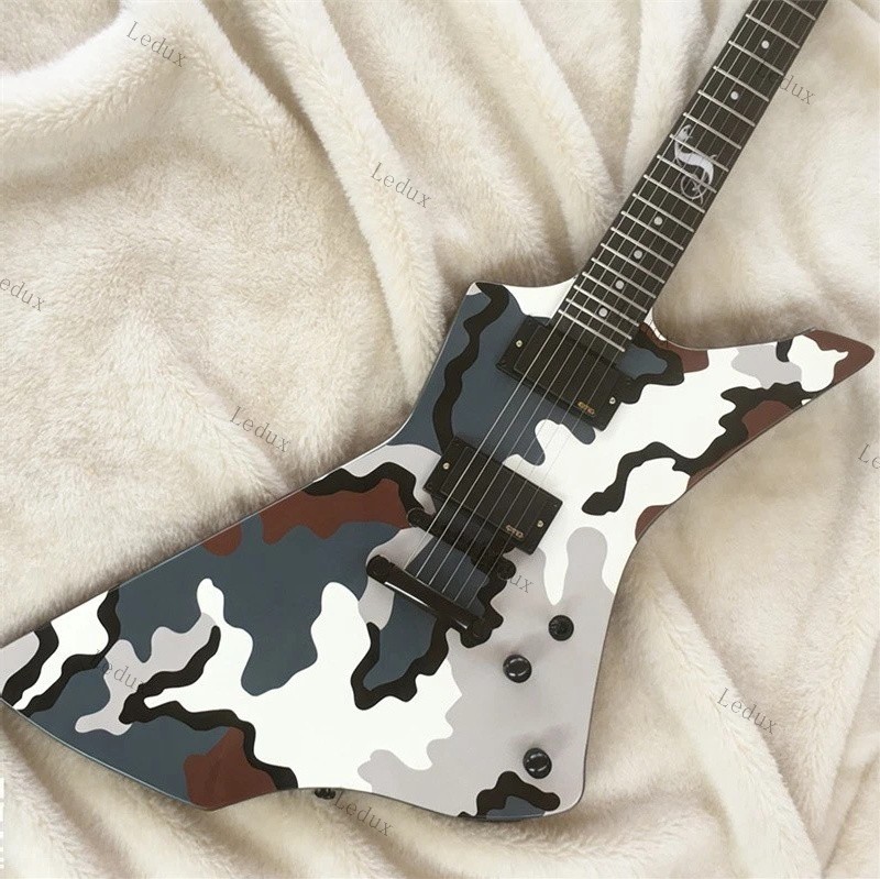 Camo Electric Guitar Custom Snakebyte 6 String Solid Body Active H-H Pickups