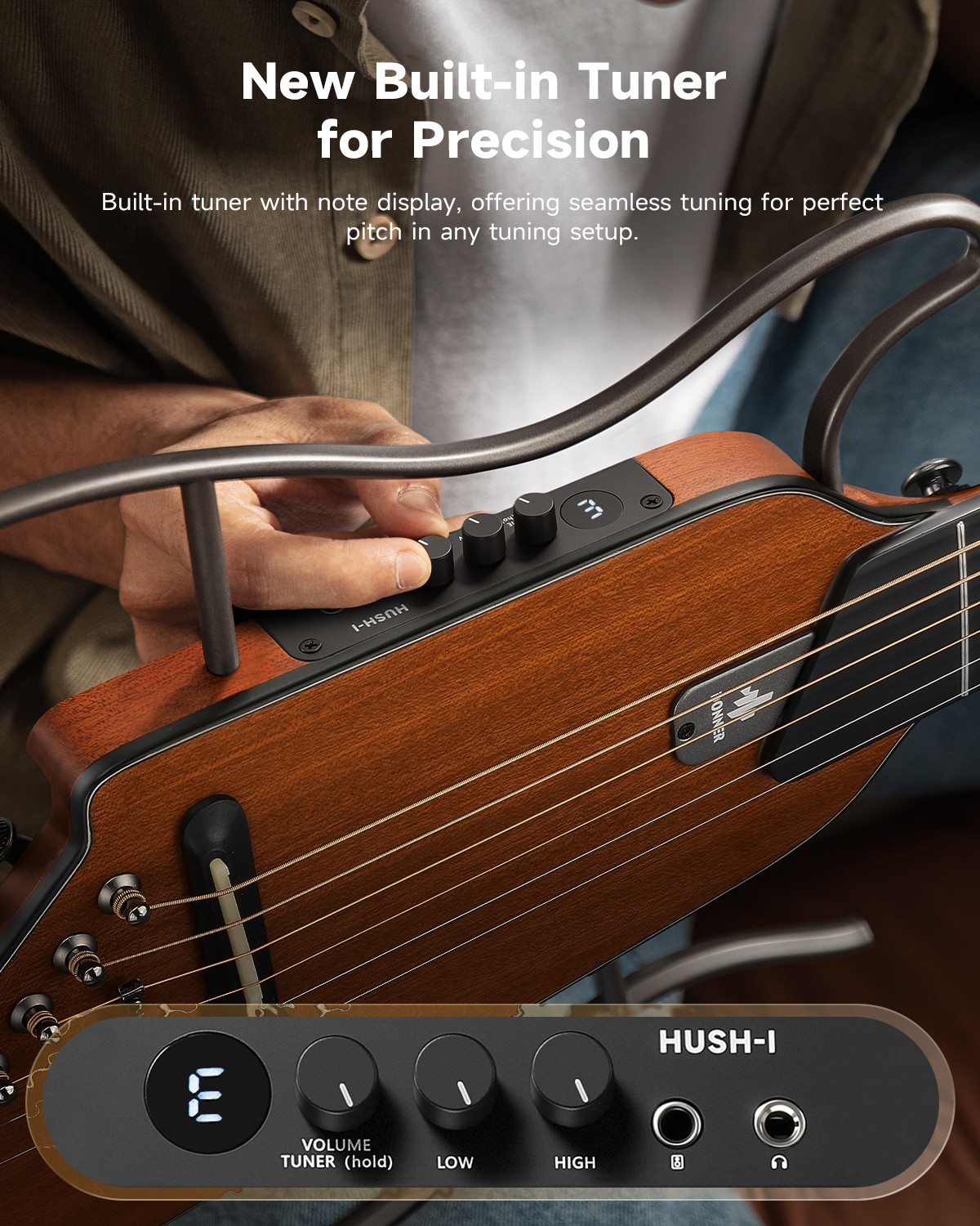 Donner HUSH™ I Travel Acoustic Electric Guitar Portable Headless Silent Pratice