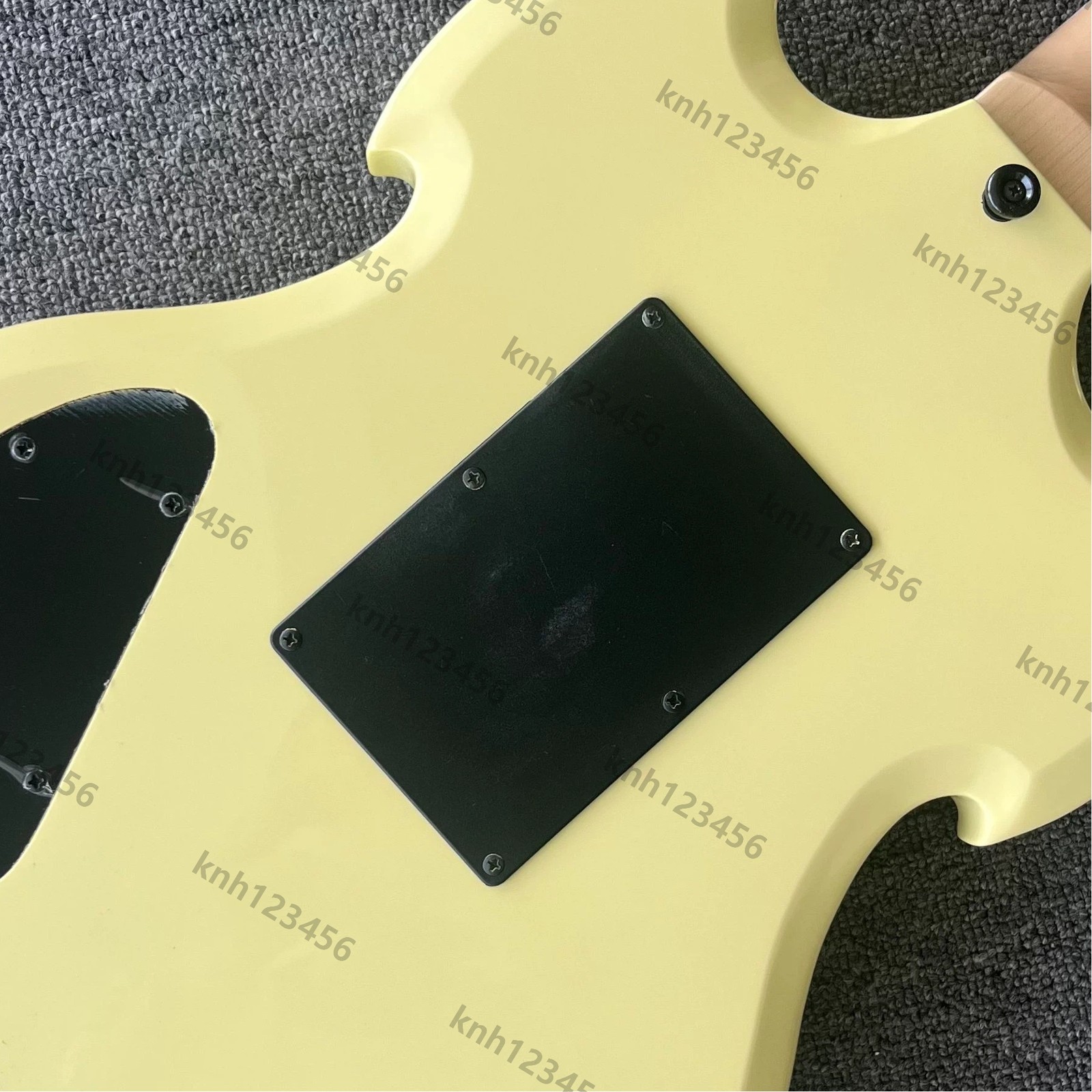 Cream Swirl Double Horn Electric Guitar HH Humbuckers Double Lock Tremolo