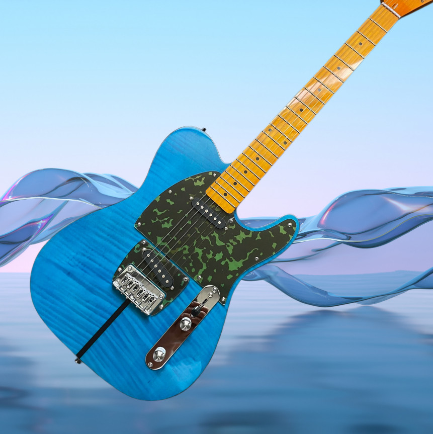 Mat Cat TL Style Electric Guitar Flamed Maple Veneer Tremolo Maple Fretboard