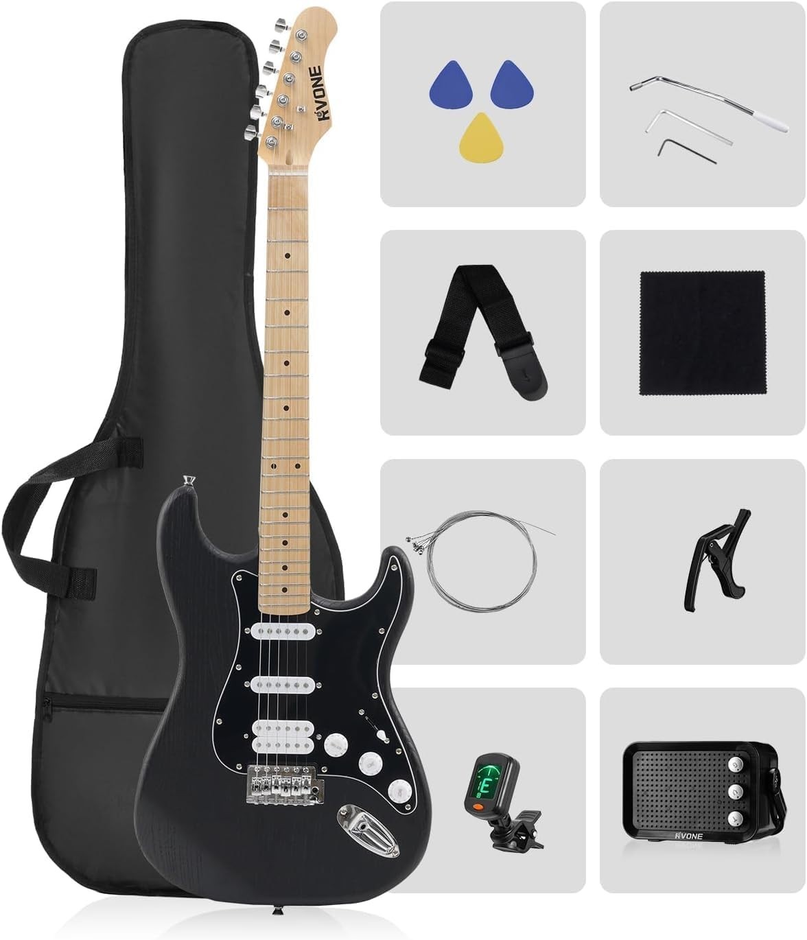 Beginner Electric Guitar Kit w/ Amp & HSS Pickups