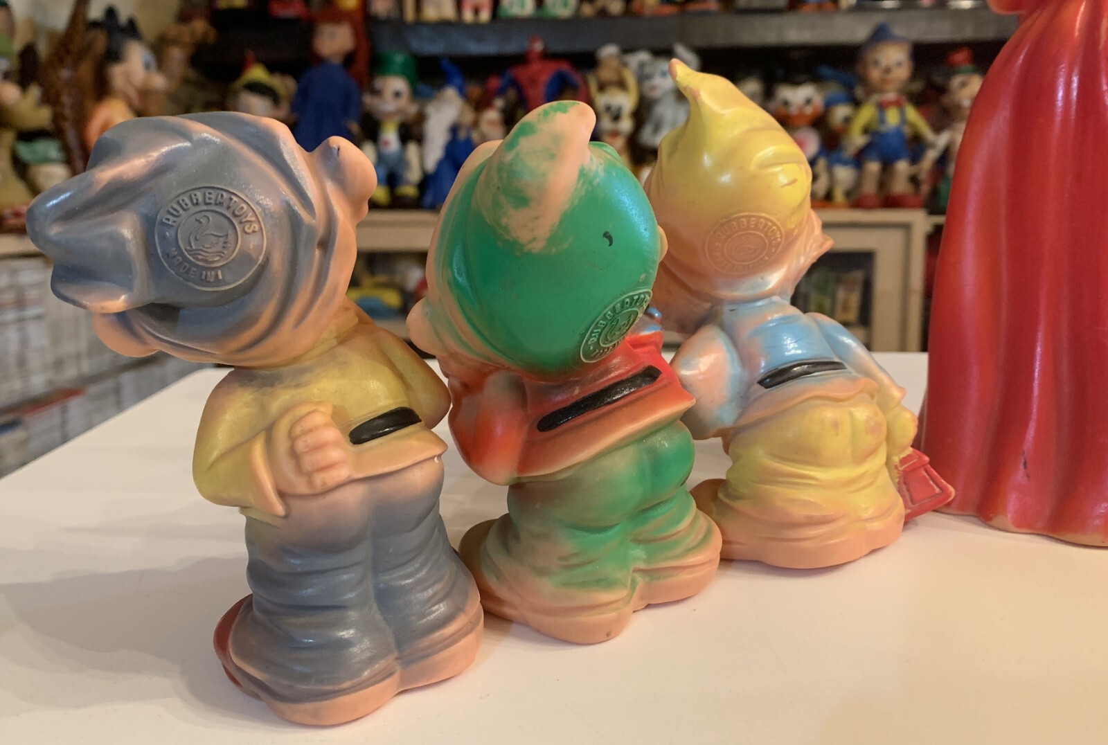 VINTAGE set SNOW WHITE AND SEVEN DWARFS RUBBERTOYS ITALY 1960s squeack squeeze