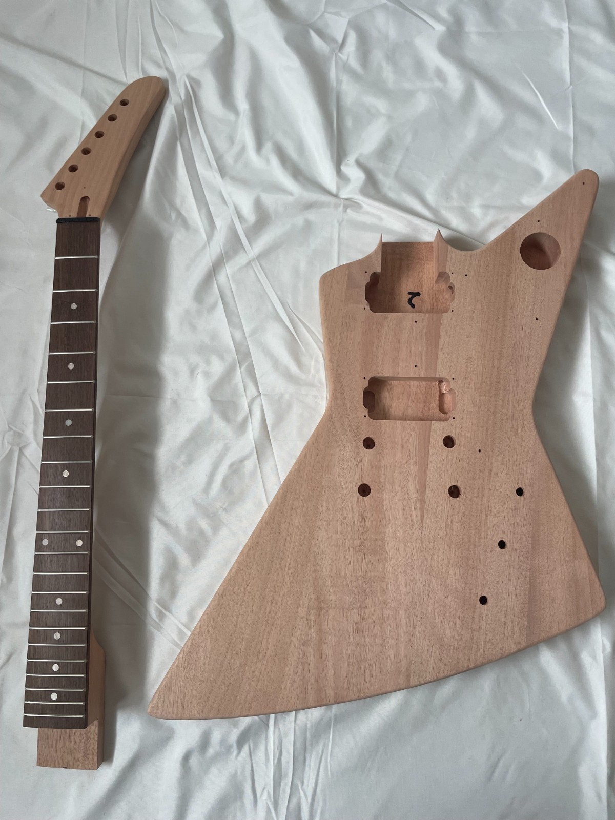 DIY Explorer style Electric Guitar Kits 22Fret Mahogany Body HH Pickups