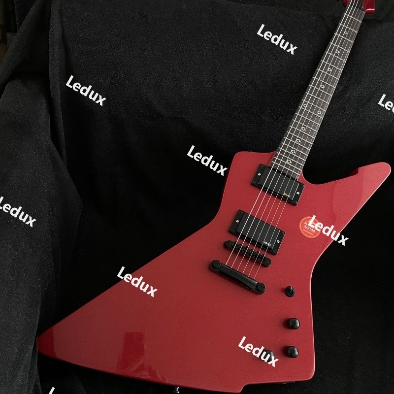 Ledux Solid Electric Guitar Stainless Rounded Fret EdgeFixed Red Fast shipping