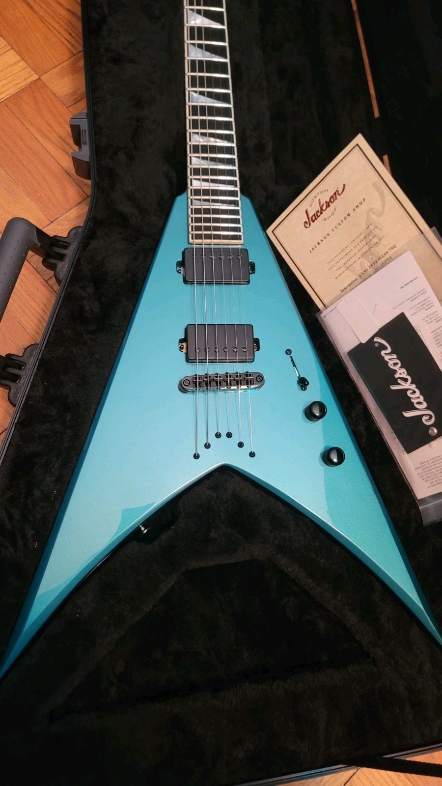 USA Jackson King V Custom Shop Fixed Bridge Hardtail Guitar With OHSC 2025