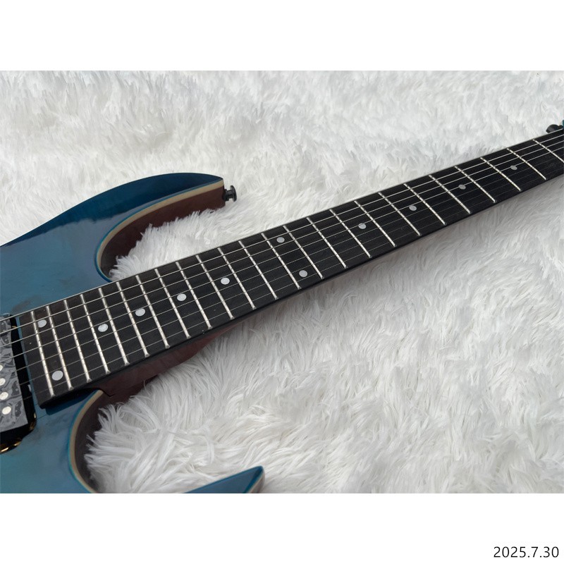 Electric guitar blue burl flame top Sandwiches neck ebony fingerboard dots inlay