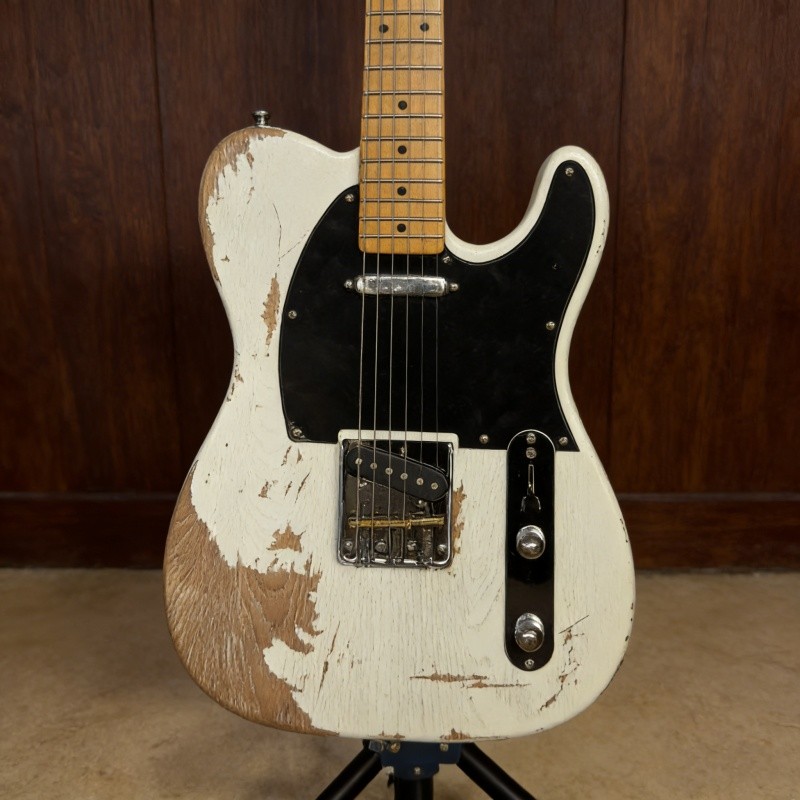 Aged White TL Electric Guitar SS Pickups Maple Neck Black Pickguard Chrome Part
