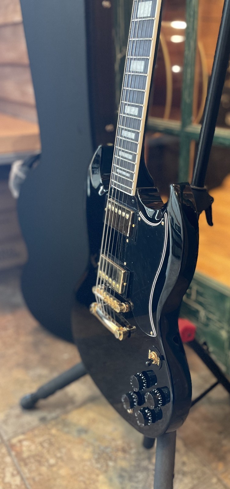 Epiphone Inspired By Gibson SG Custom HH Electric Guitar Ebony Epi SG Hard Case