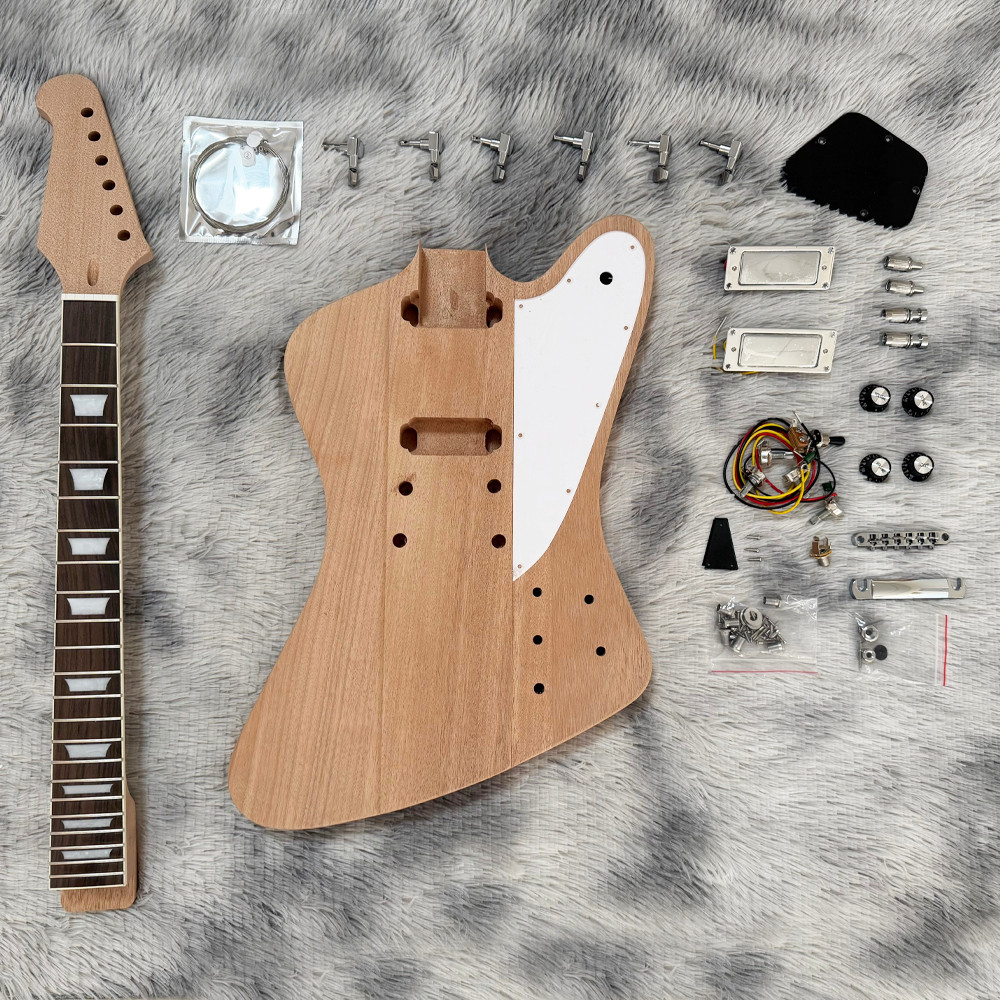 Unfinish Firebird DIY Electric Guitar Kit 2pcs Mahogany Body CR Part