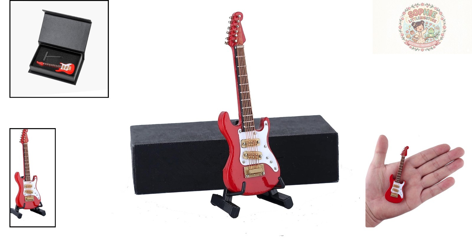 Stunning 1:12 Scale Miniature Electric Guitar – Stand & Case Included, Red