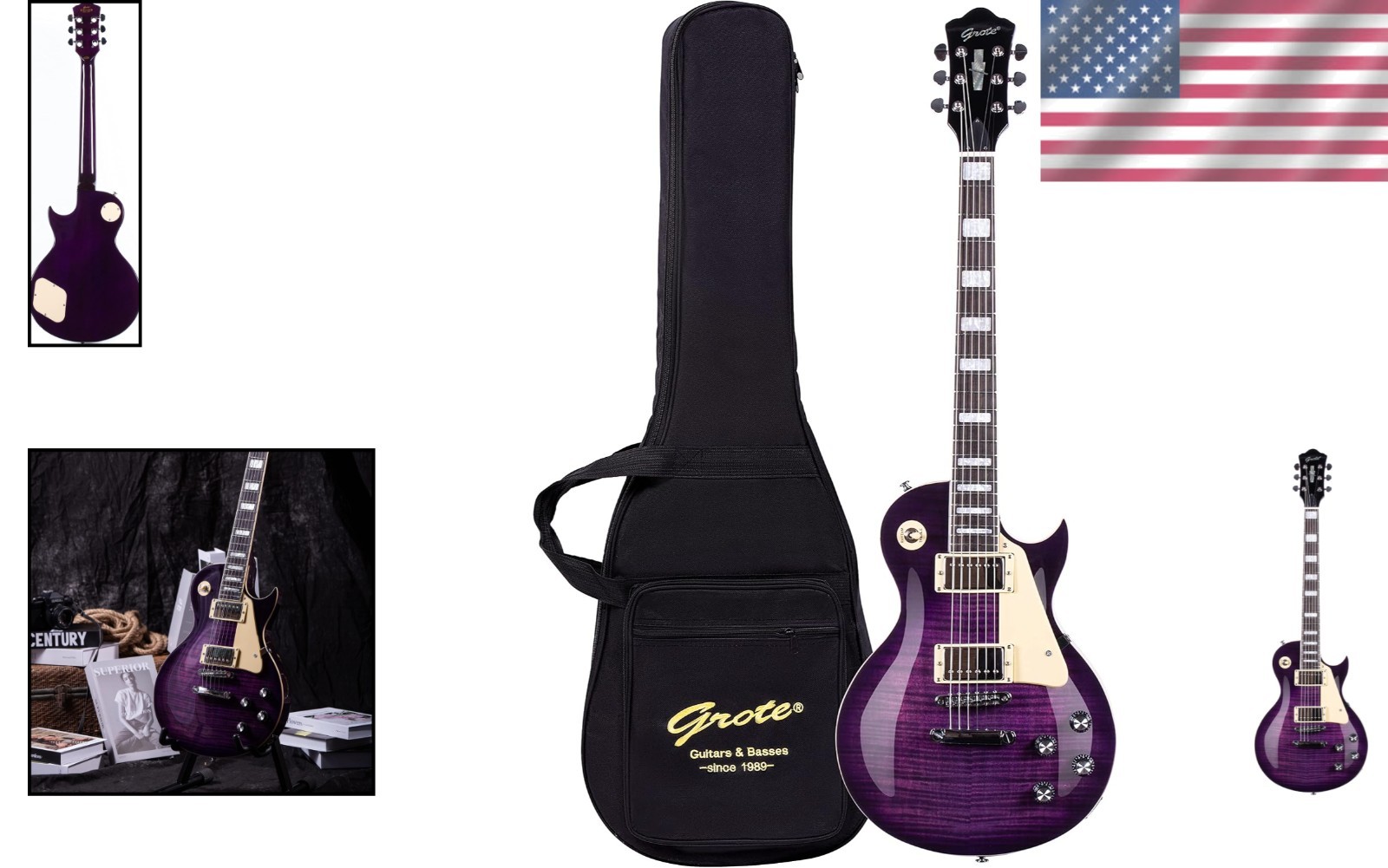 Sleek Purple Electric Guitar with Gigbag LPYS-006
