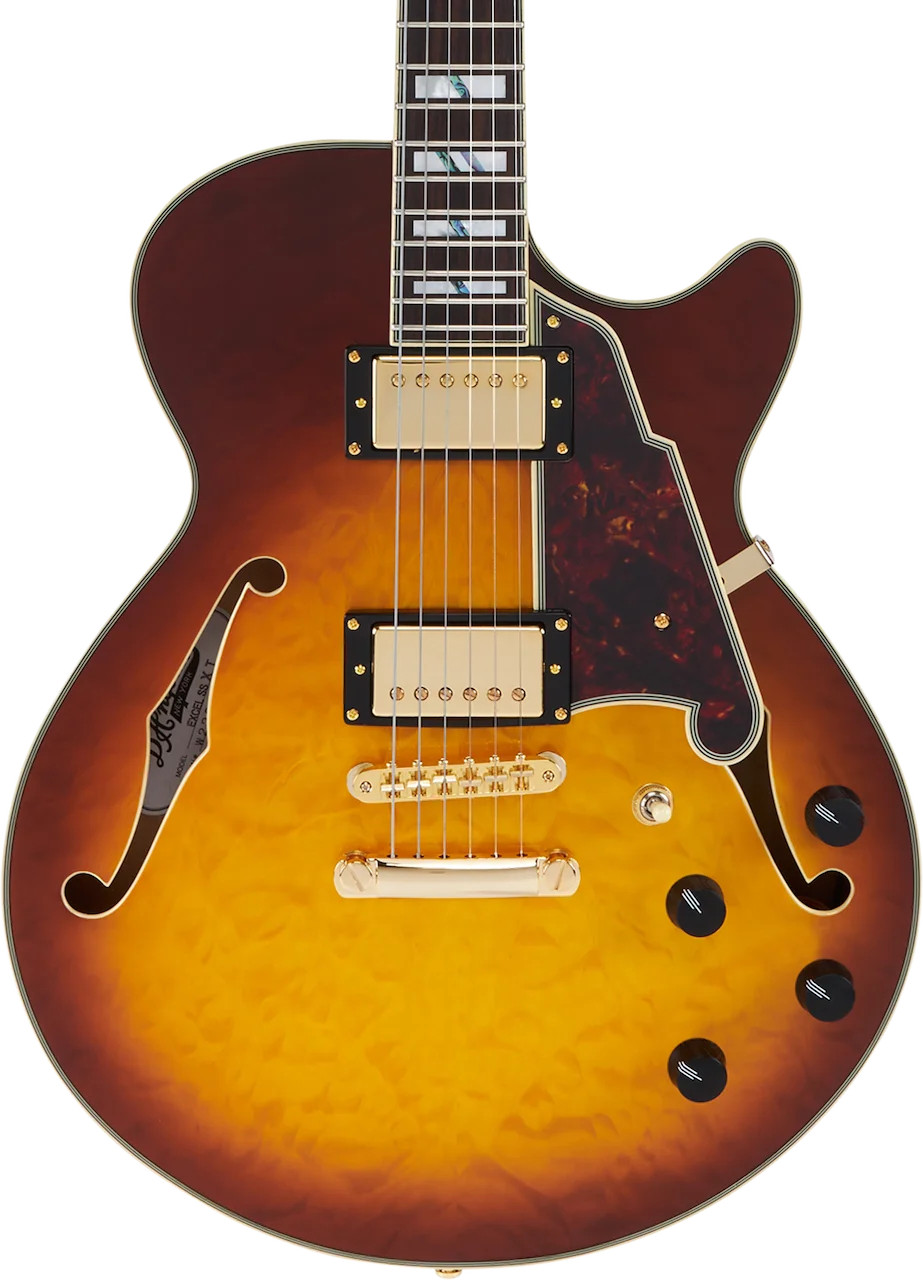 D’Angelico Excel SS XT Semi-hollowbody Electric Guitar – Iced Tea Burst Quilt