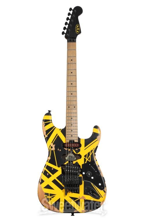 EVH Striped Series Frankenstein Frankie Electric Guitar – Black with Yellow