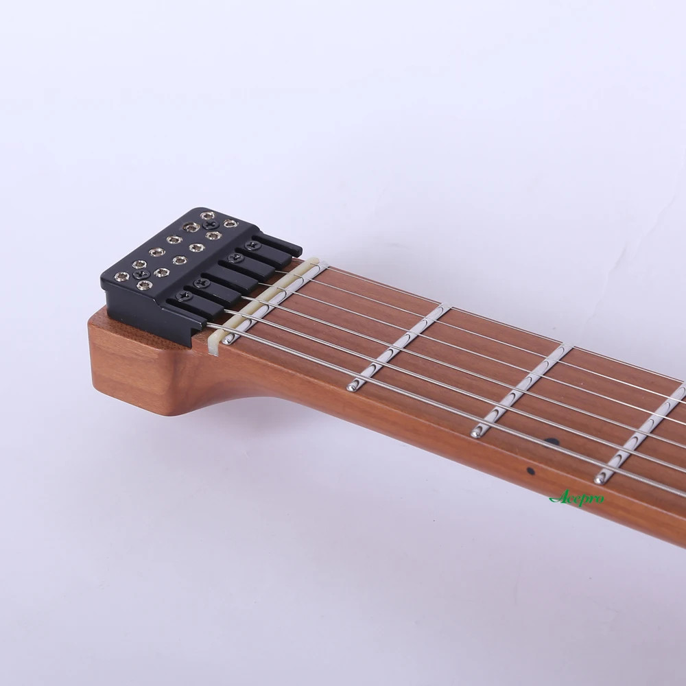 Satin Blue Headless Electric Guitar Jumbo Stainless Steel Frets Roast Maple Neck