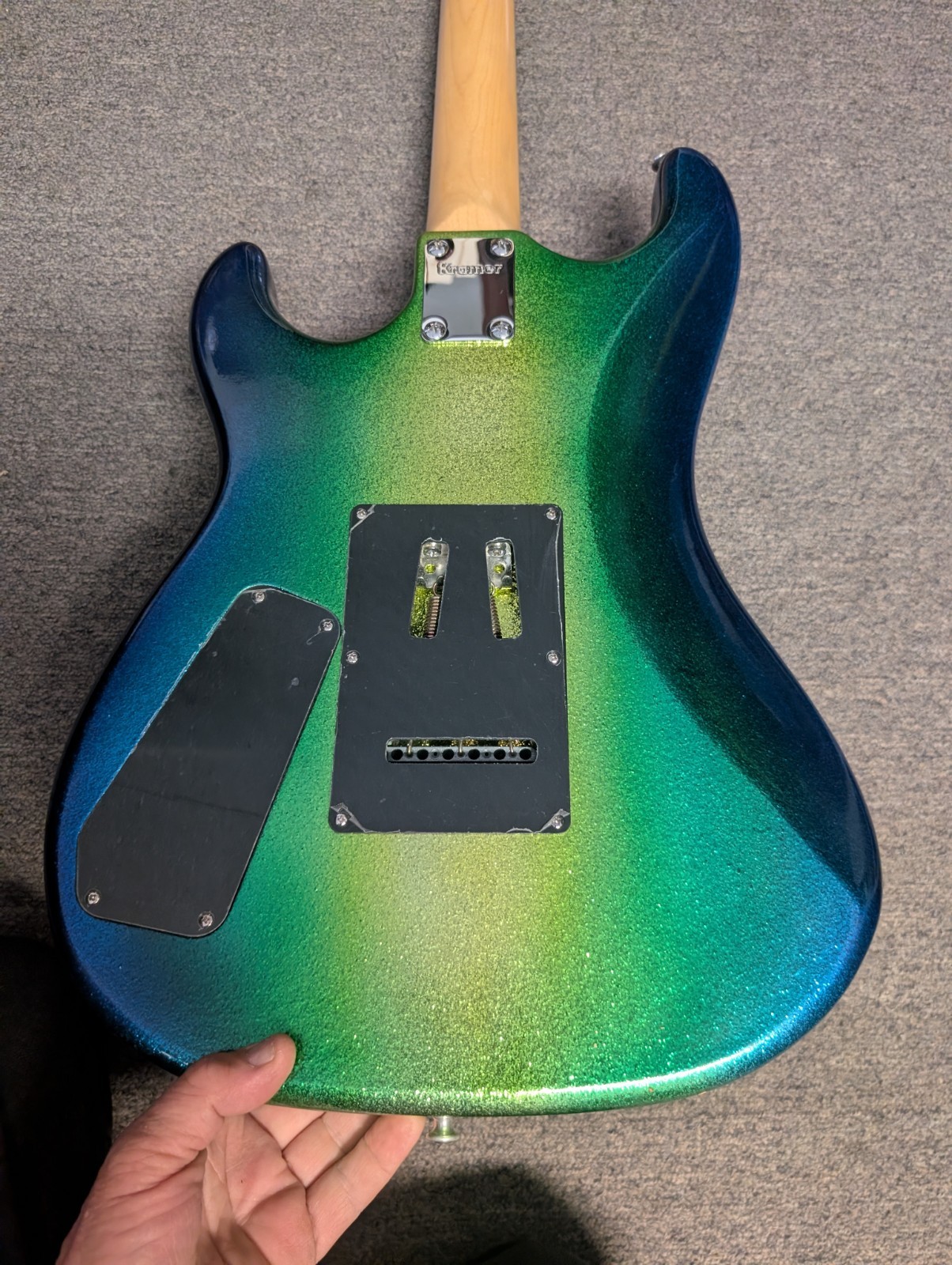 Kramer Baretta Special Electric Guitar Blue/Green Sparkle w Trem Arm Gig Bag