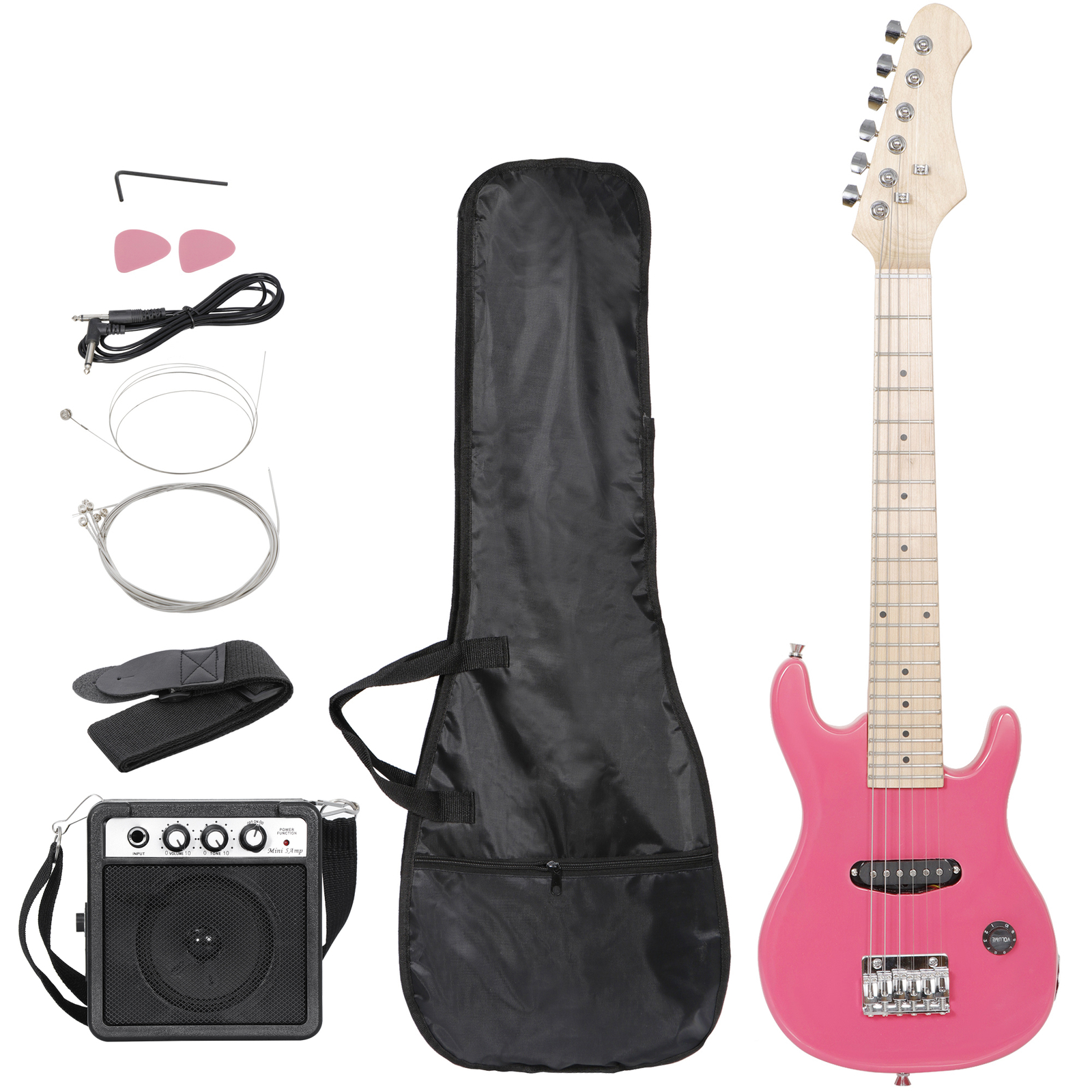 30 Inch Electric Guitar Beginner Starter Kit w/5W Amplifier Gig Bag Strings Pink