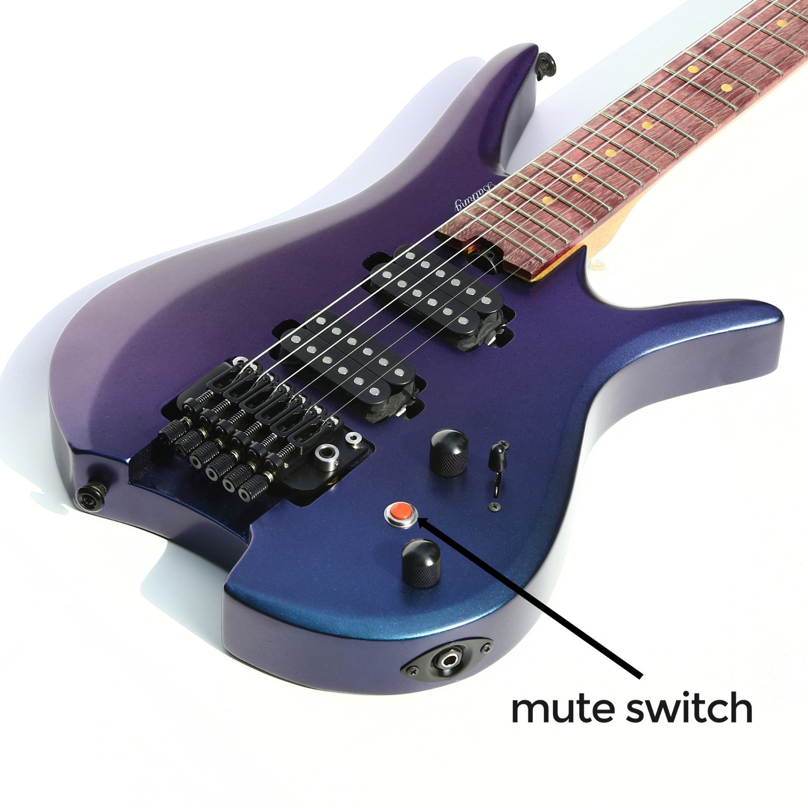 Batking Electric Travel Headless Guitar 6 String Double Locking Tremolo W/Gigbag