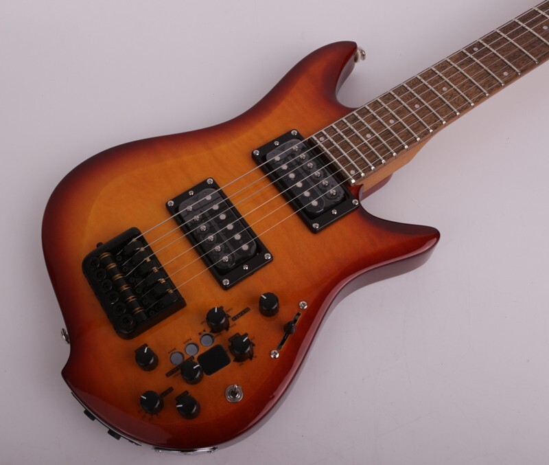 Headless electric guitar travel built in effect drum silent portable