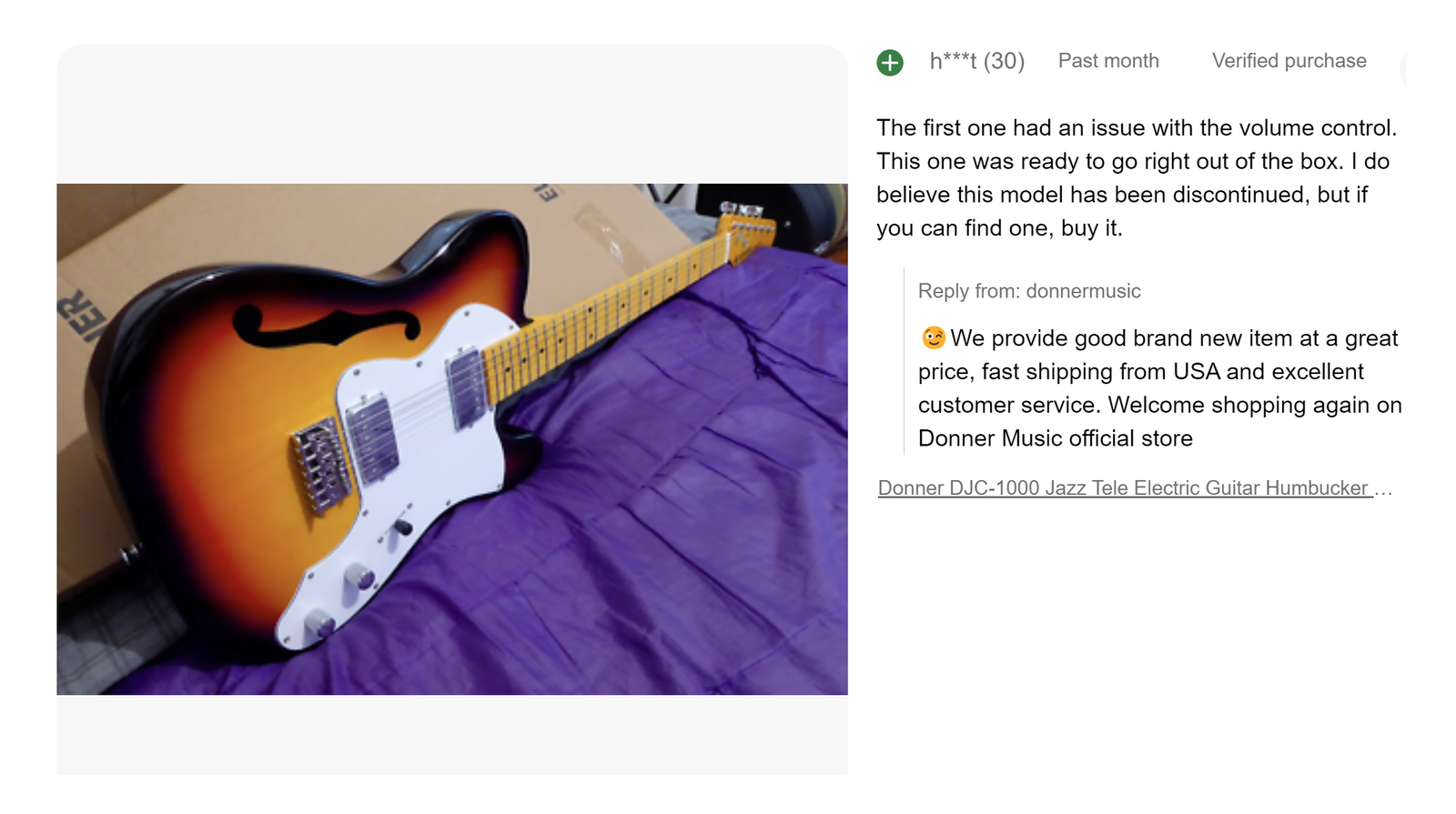 Donner DJC-1000 Electric Guitar Tele Jazz Design HH Pickup + Gig Bag Strap Cable