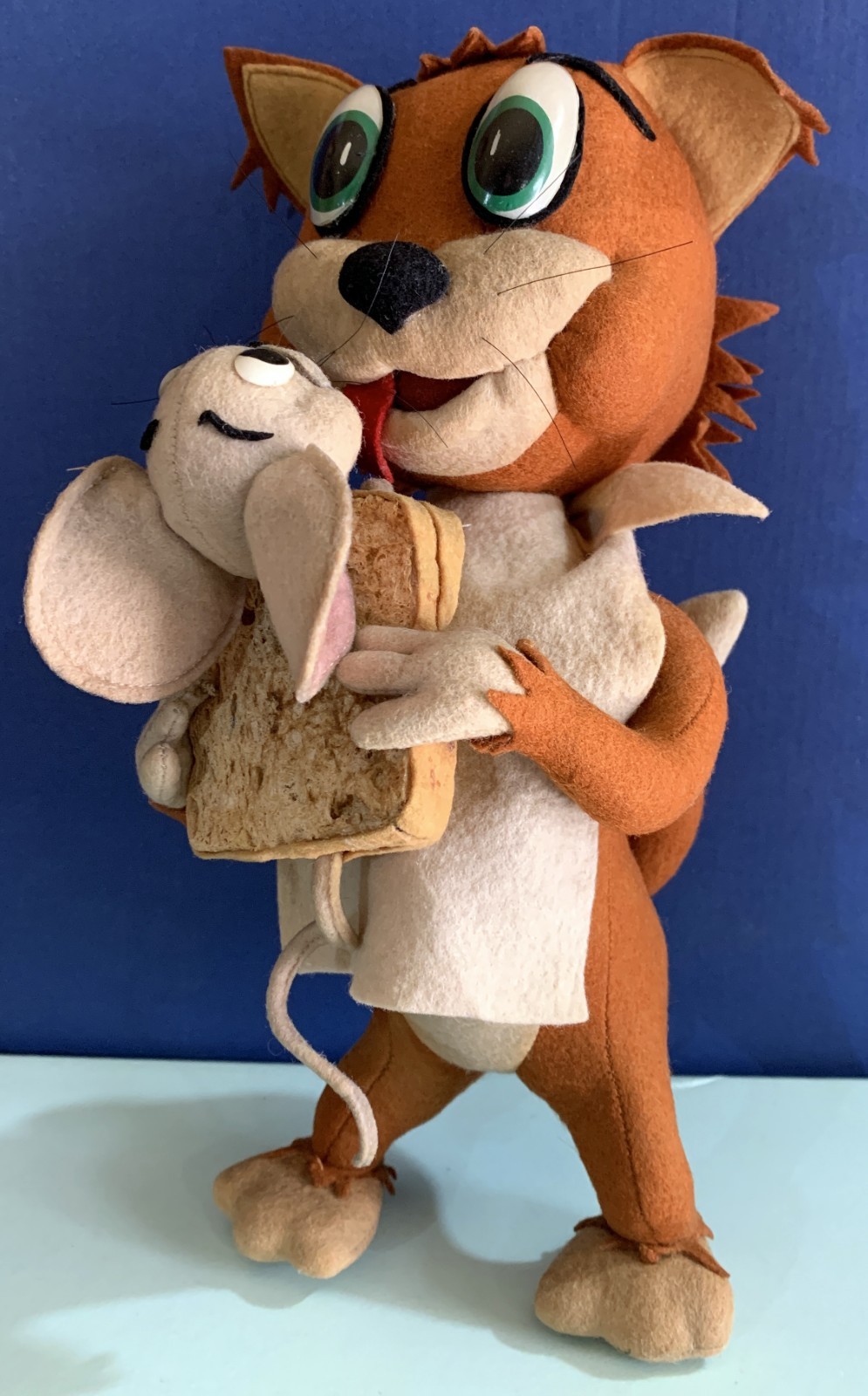 VINTAGE TOY DOLL FELT TOM &JERRY tuffy SANDWICH HANNA BARBERA LARS ITALY 1960s