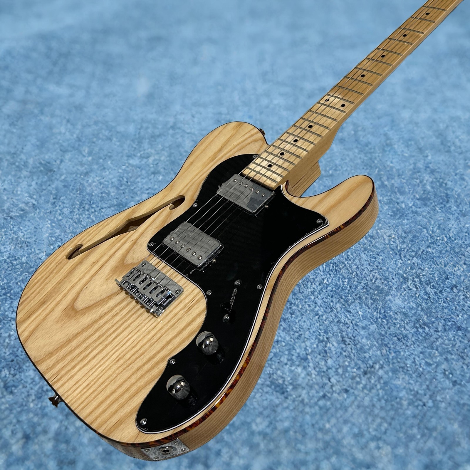 Electric Guitar Maple Fretboard Ash Body Original Wood Color F Hole Tele Guitar