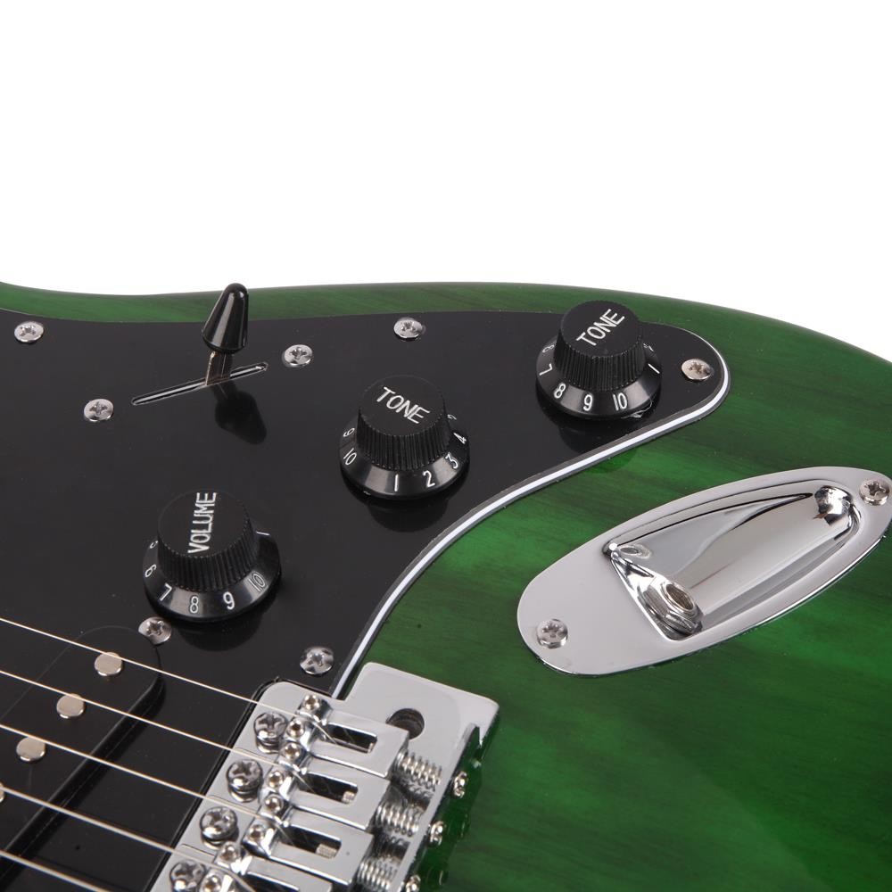 LEADZM ST Stylish Electric Guitar with Black Pickguard Green