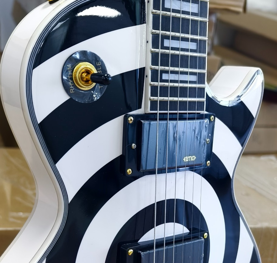 Zakk Wylde Custom Bullseye Black & White Target Design EMG Pickups Gold Hardare