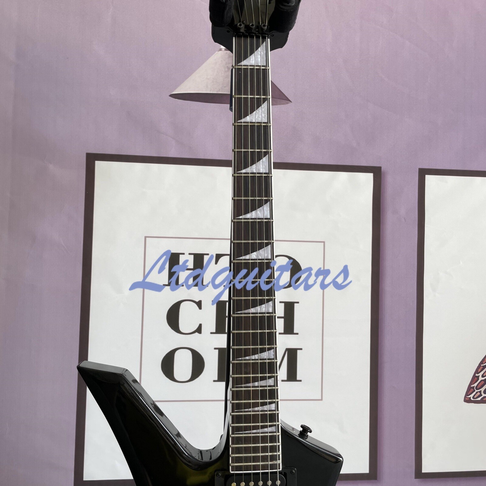 Left-Handed Kelly Electric Guitar Gloss Black Body Black Hardware Fast Ship