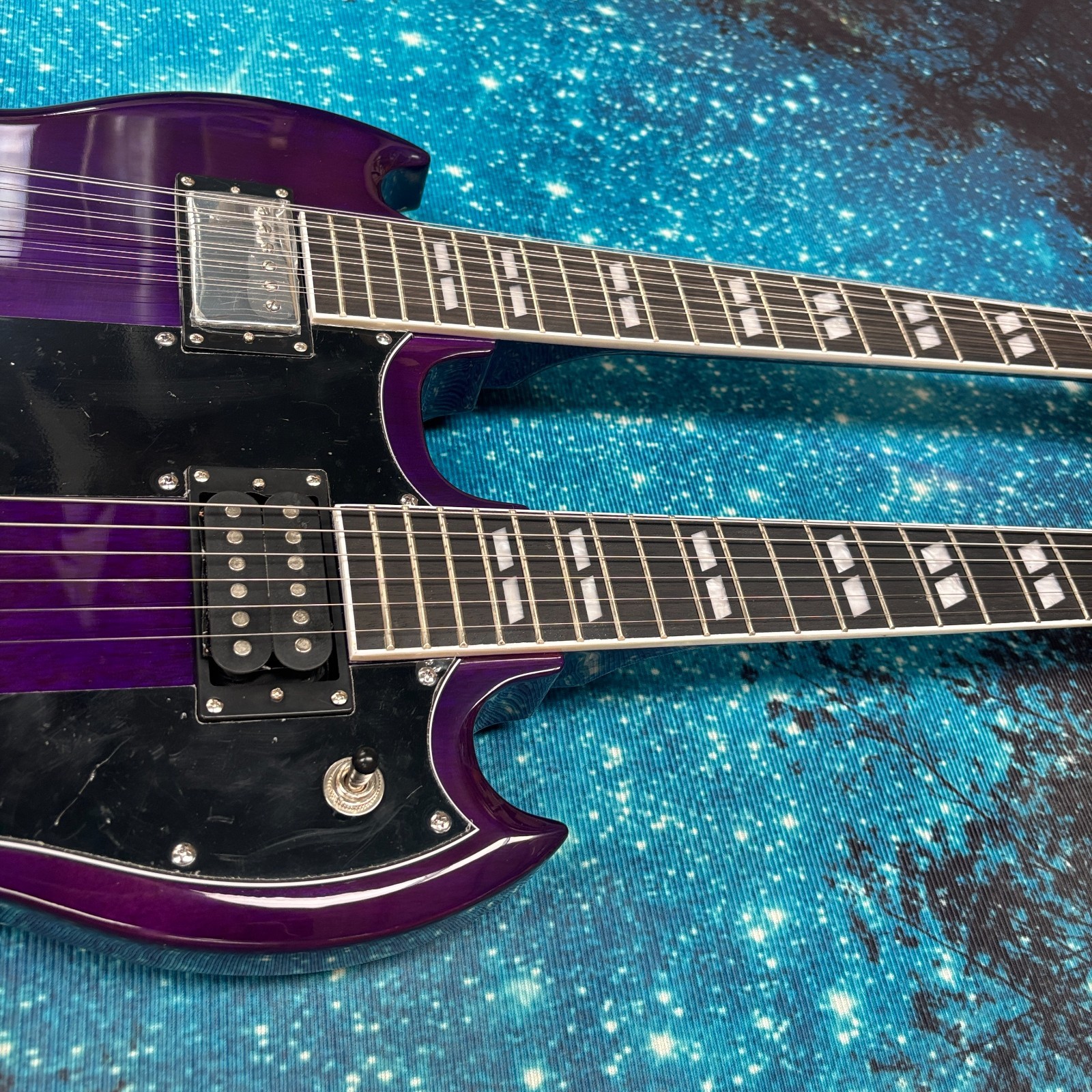 Rare Purple Double neck SG Electric Guitar 12+6s Chrome Hardware Free Ship
