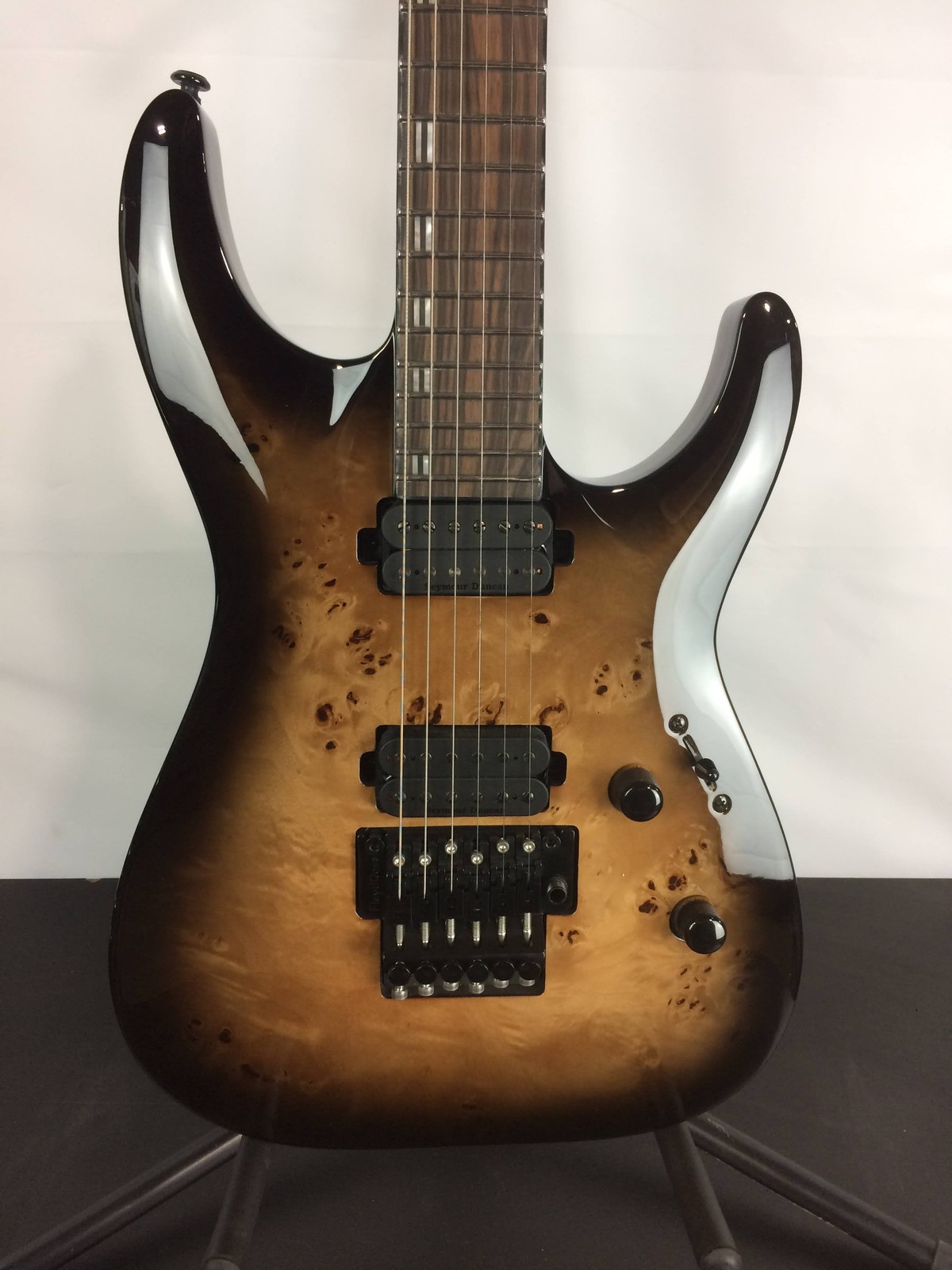 Excellent ESP LTD H-1001FR Electric Guitar, Floyd Rose Bridge, Black Natural Bur
