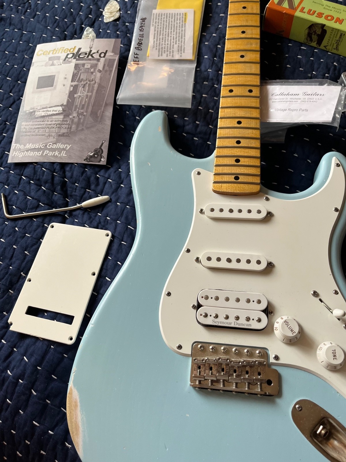 Custom Musikraft Guitar Stratocaster – 2019 Sonic Blue Plek’d