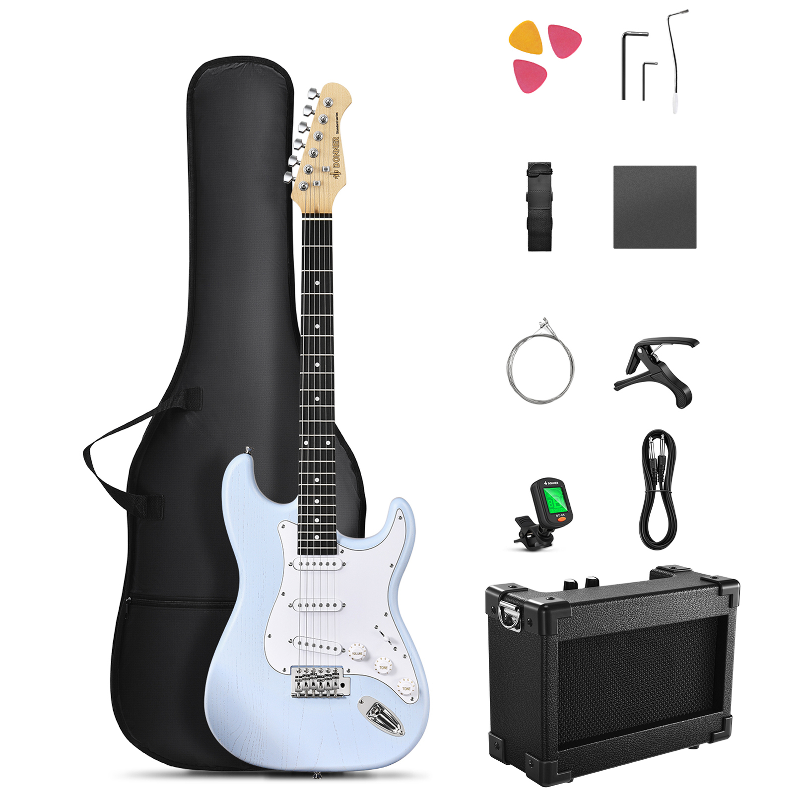 Donner DST-80 Electric Guitar With Amplifier & Accessories Solid Body HSS Pickup