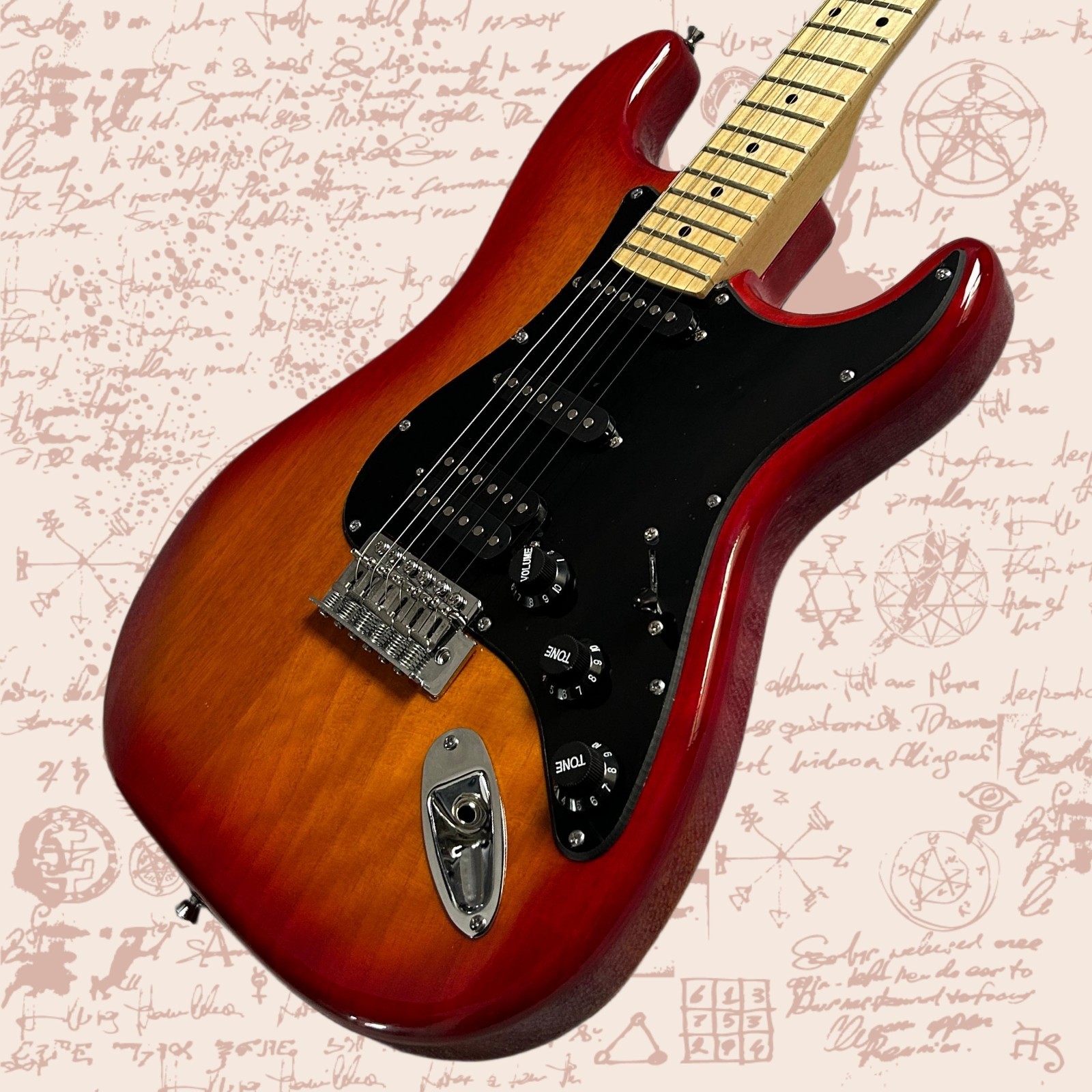 Electric Guitar Cherry Sunburst Color Mahogany Body Maple Fretboard ST Guitar