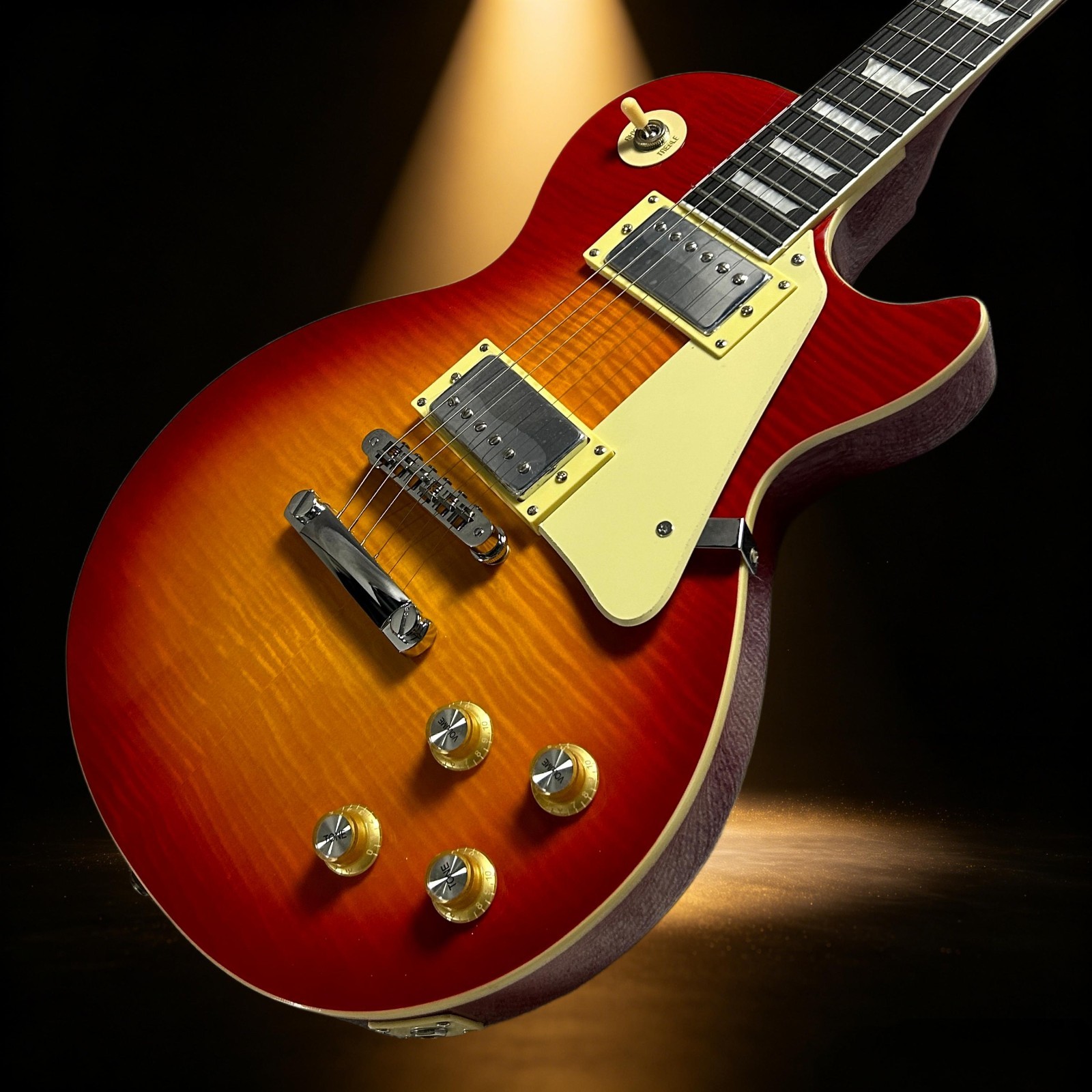 Standard Electric Guitar Rosewood Fretboard Cherry Sunburst Color Flame MapleTop