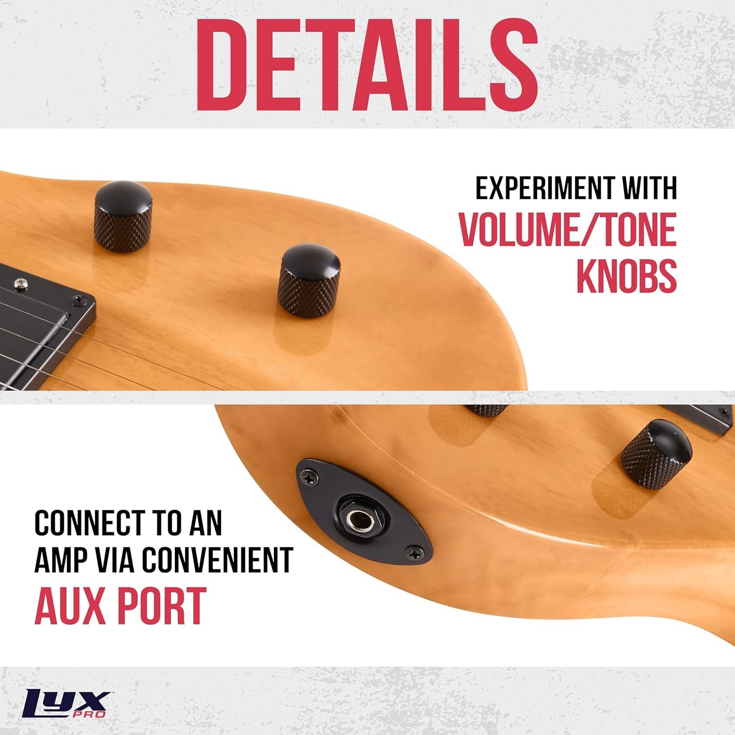 LyxPro CS 30in Electric Guitar Kit Amp Cable 6 Picks Guide Beginner Natural