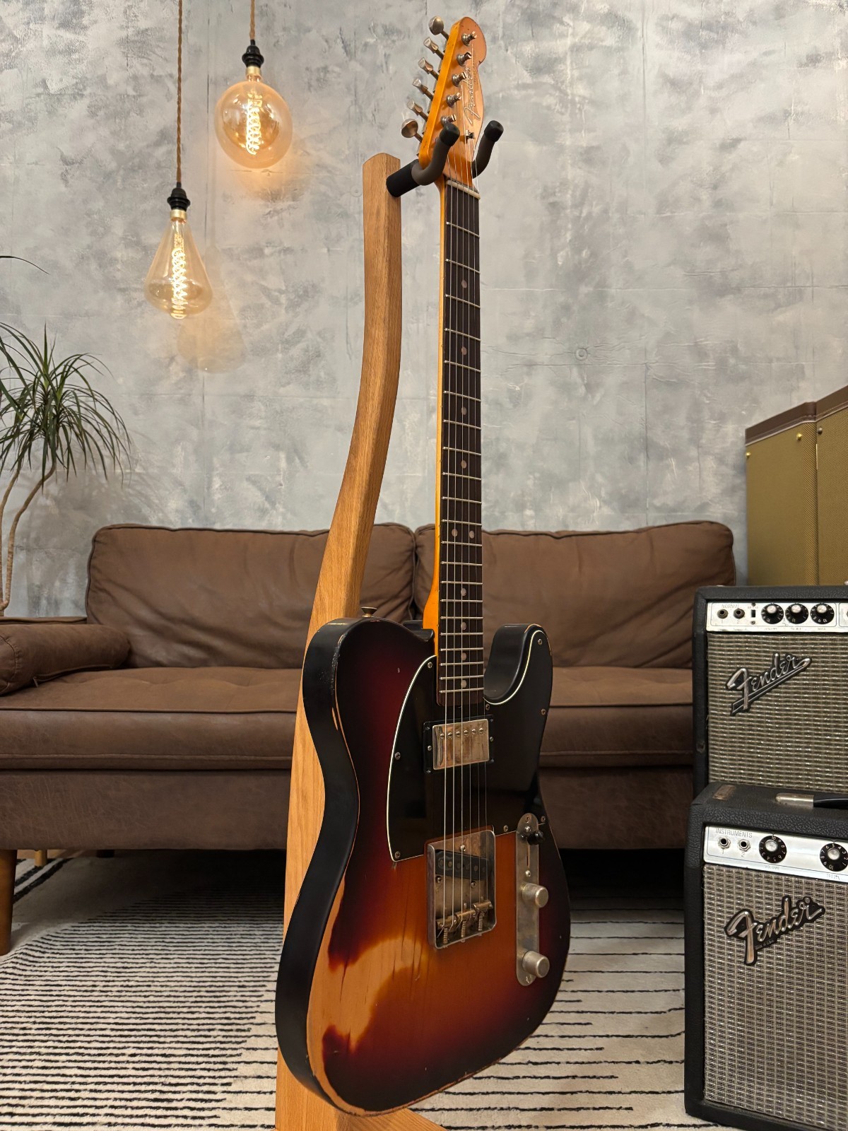 Fender Telecaster 1963 Glas Custom 3-Tone Sunburst Relic 7.8lbs w/ Fender Tweed