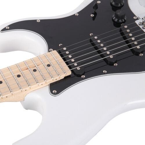 Glarry White Electric Guitar +Amp+ Bag/Case+ Strap+ Connecting Wire+Spanner Tool