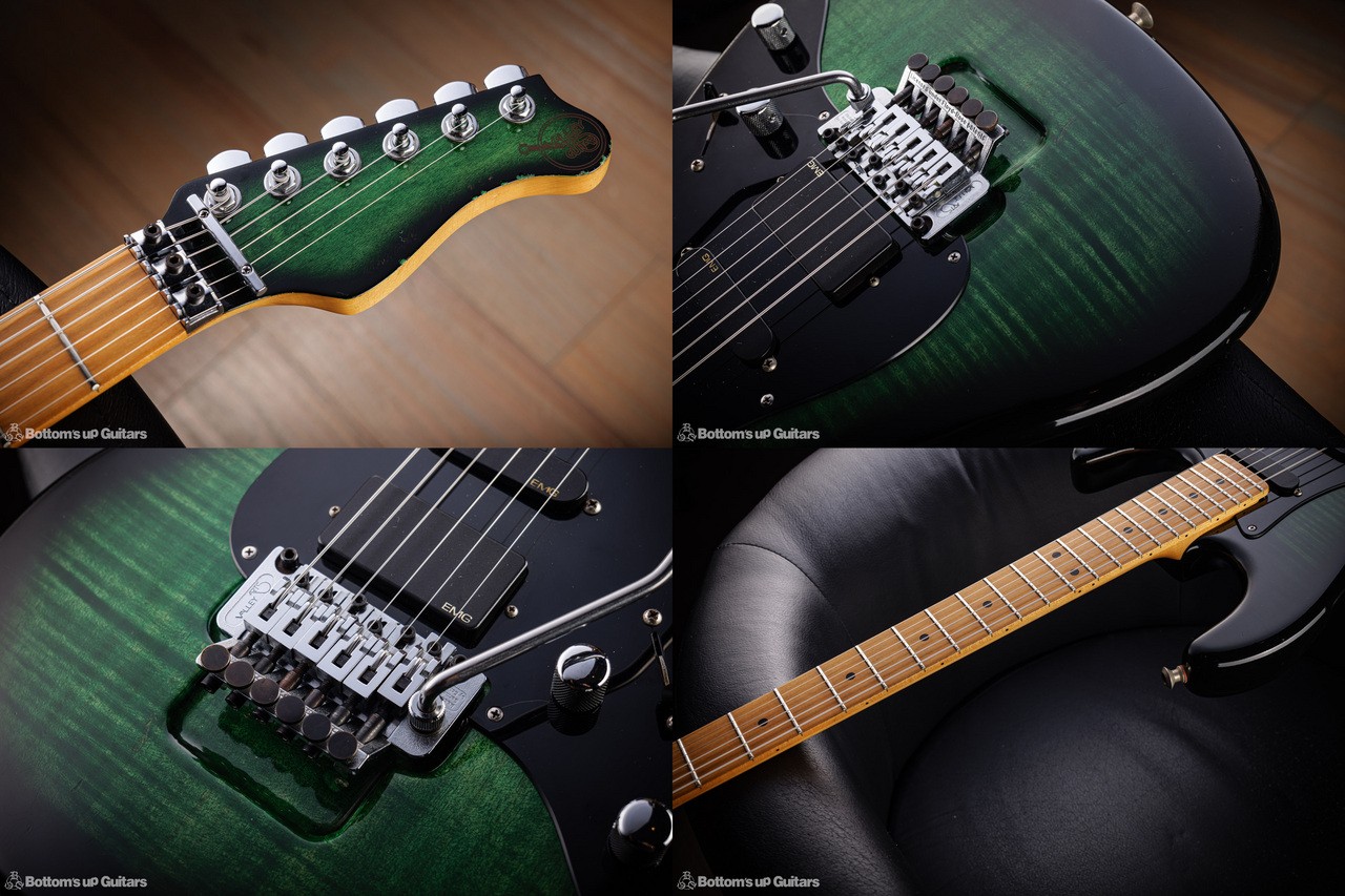 Valley Arts Custom PRO USA – Green Sunburst – “1P Flame Maple Body!!” Used Elect